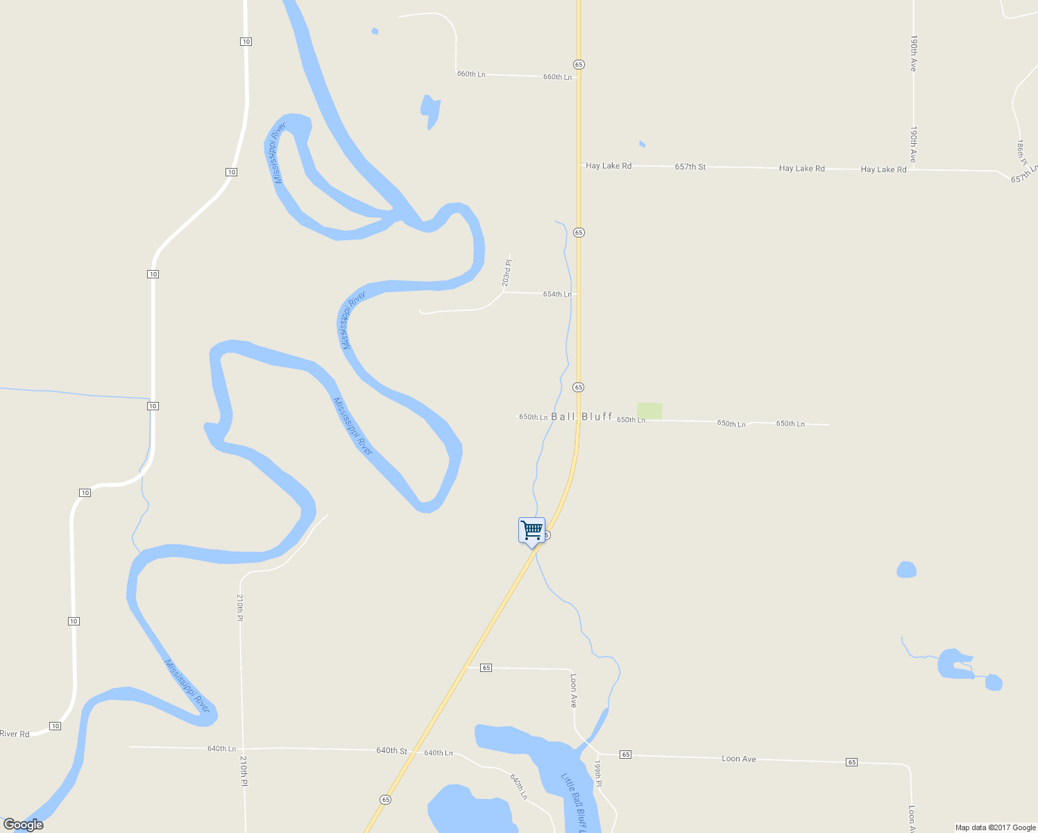 map of restaurants, bars, coffee shops, grocery stores, and more near 20171 650th Lane in Aitkin County