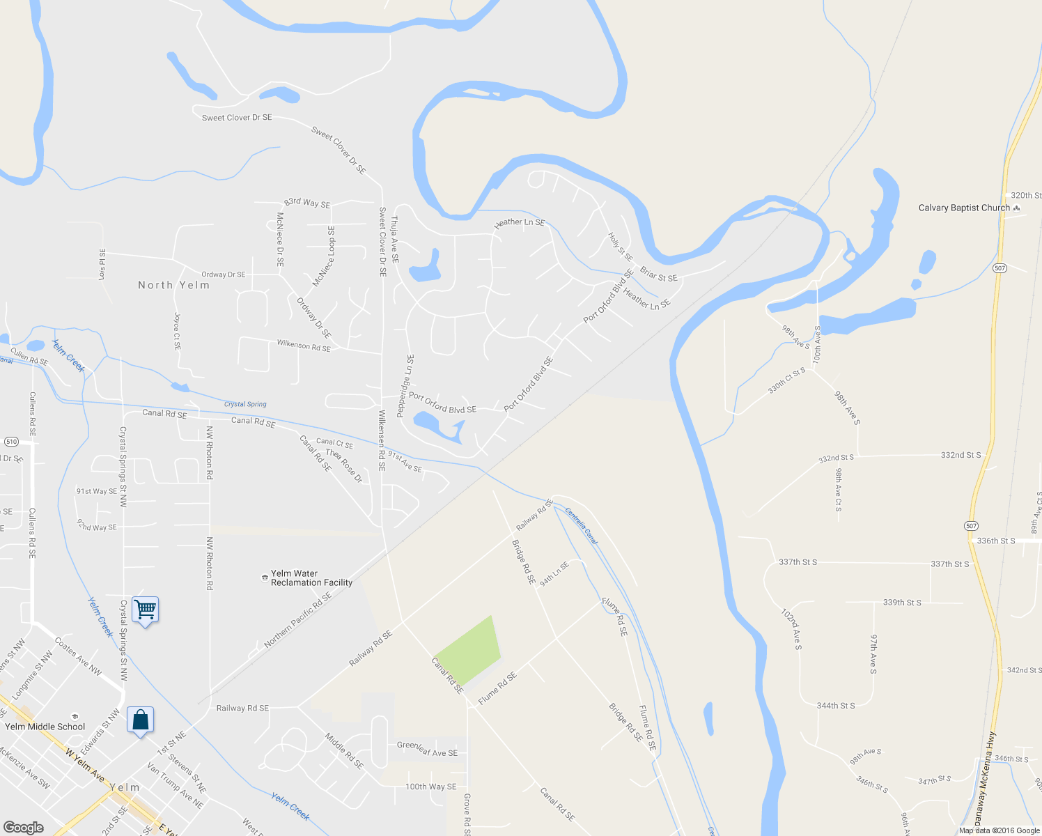 map of restaurants, bars, coffee shops, grocery stores, and more near 16914 Silverbell Court Southeast in Yelm