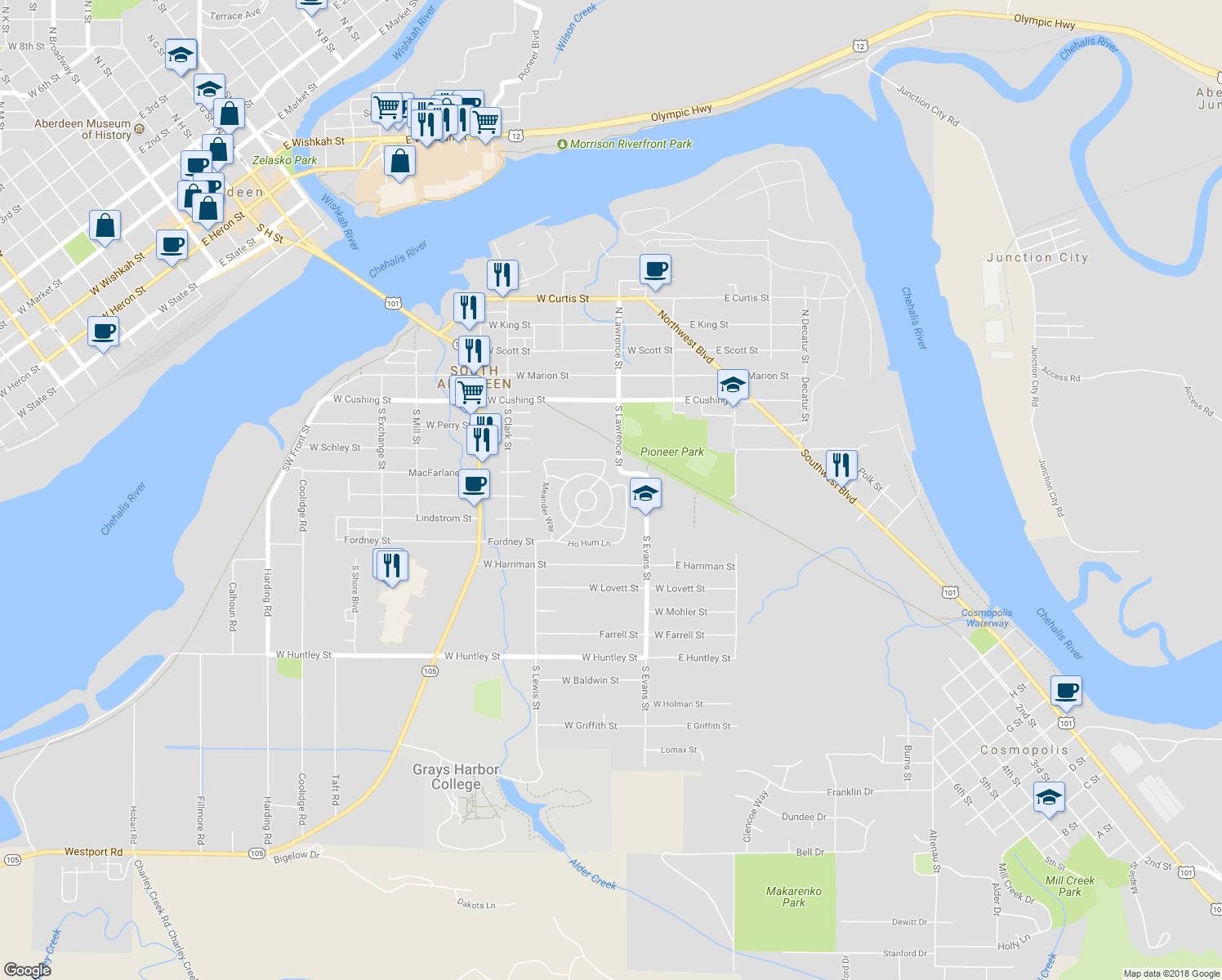 map of restaurants, bars, coffee shops, grocery stores, and more near 422 Carefree Circle in Aberdeen
