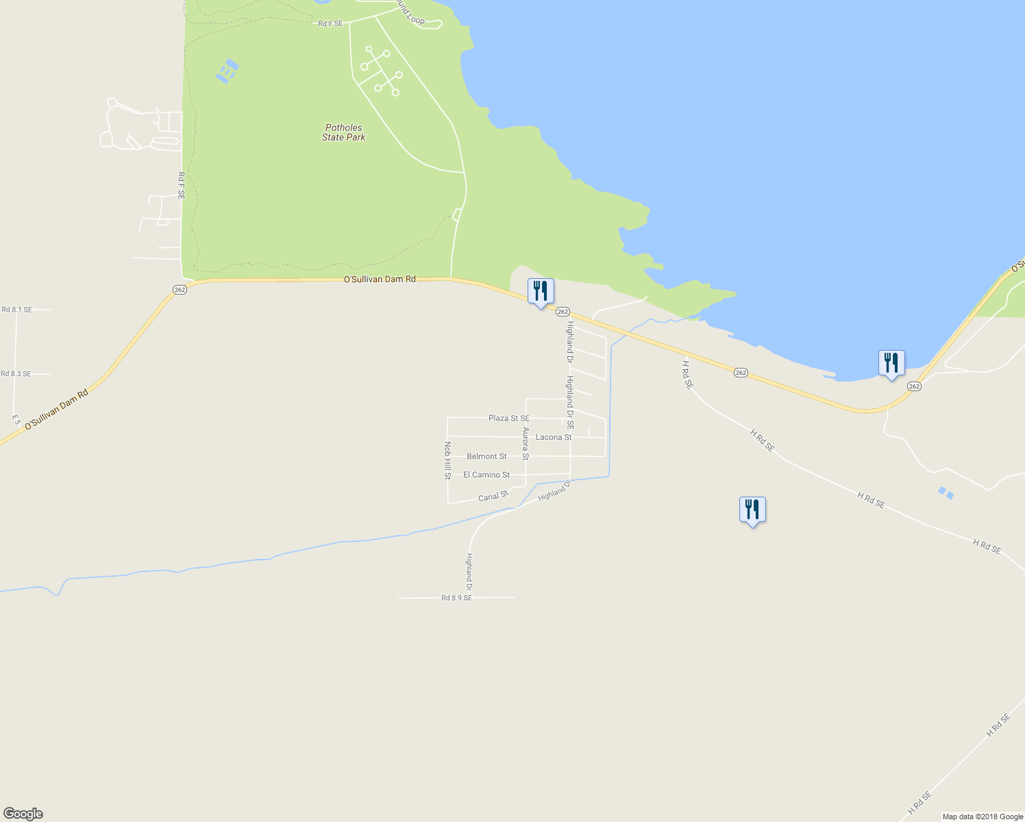 map of restaurants, bars, coffee shops, grocery stores, and more near 6966 Plaza Street Southeast in Othello