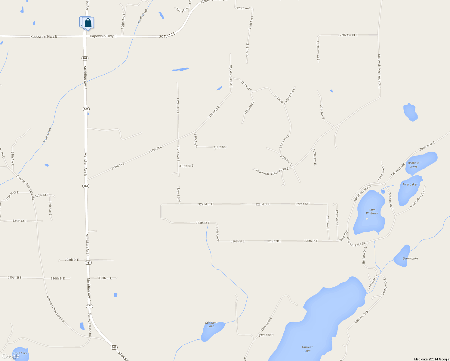 map of restaurants, bars, coffee shops, grocery stores, and more near 31911 116th Avenue East in Graham
