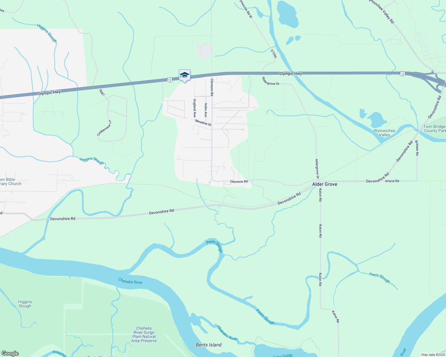 map of restaurants, bars, coffee shops, grocery stores, and more near Clemons Road in Grays Harbor County