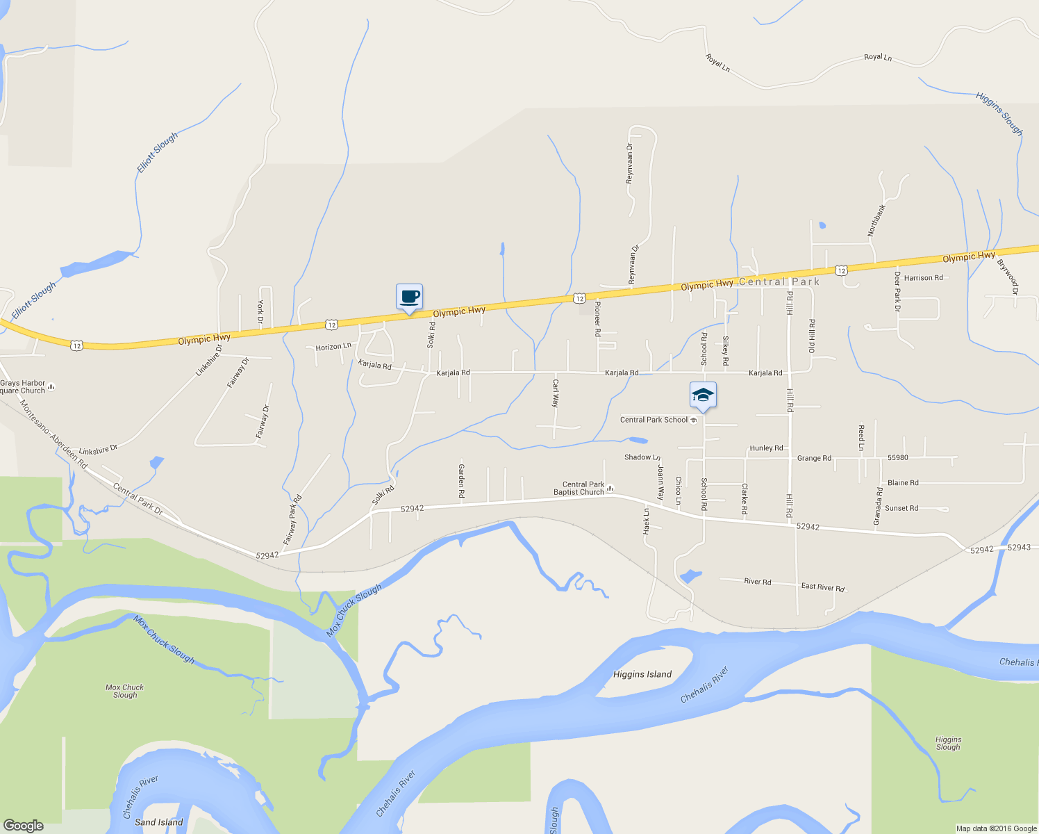 map of restaurants, bars, coffee shops, grocery stores, and more near 6019 Karjala Road in Aberdeen