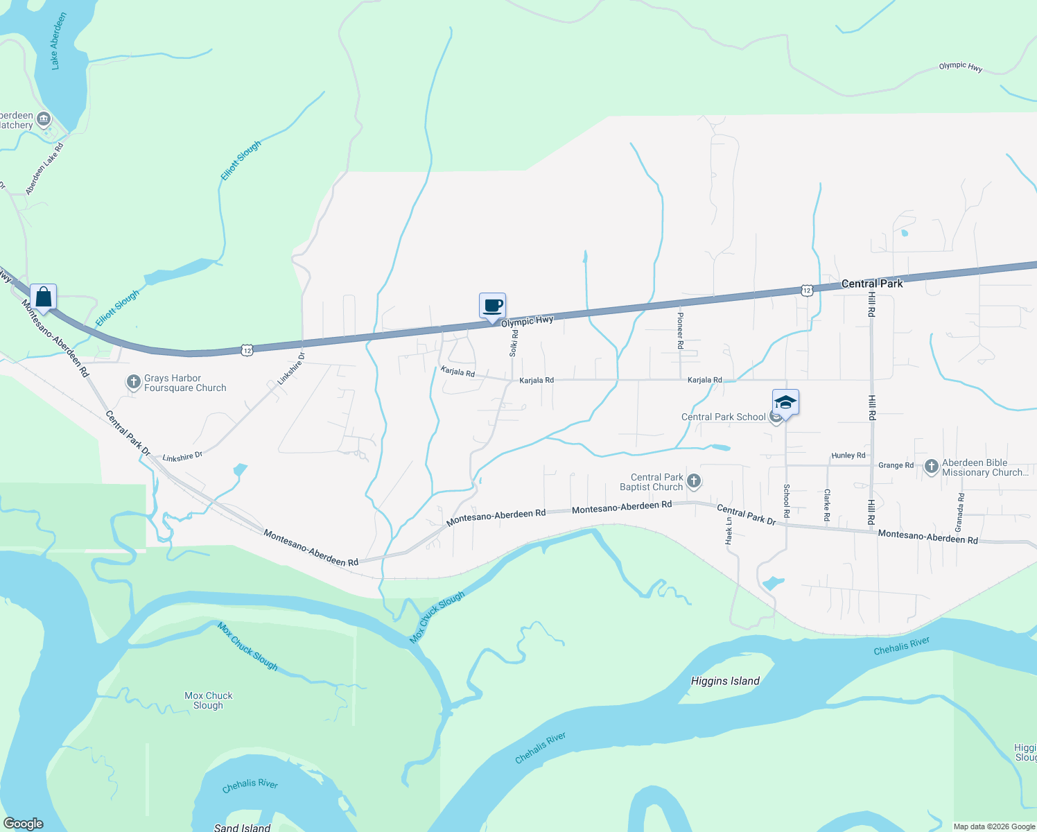map of restaurants, bars, coffee shops, grocery stores, and more near 522 Solki Rd in Aberdeen