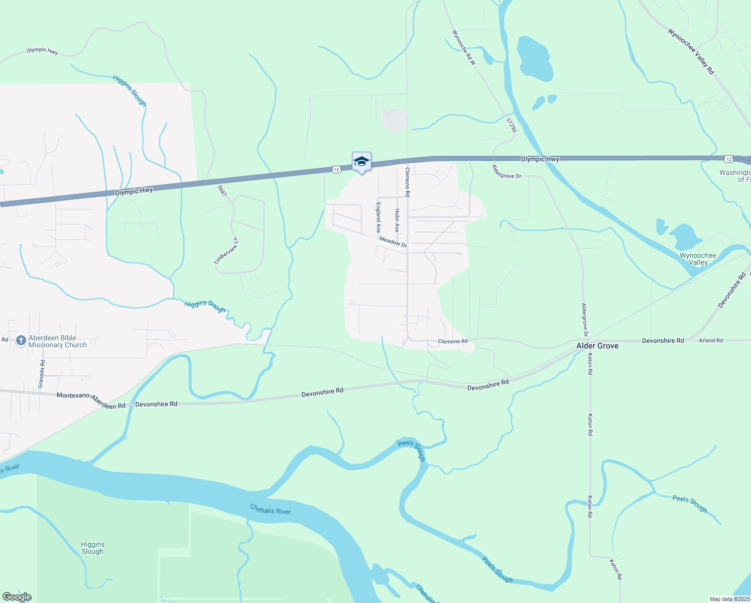 map of restaurants, bars, coffee shops, grocery stores, and more near 26 Ashley Drive in Montesano