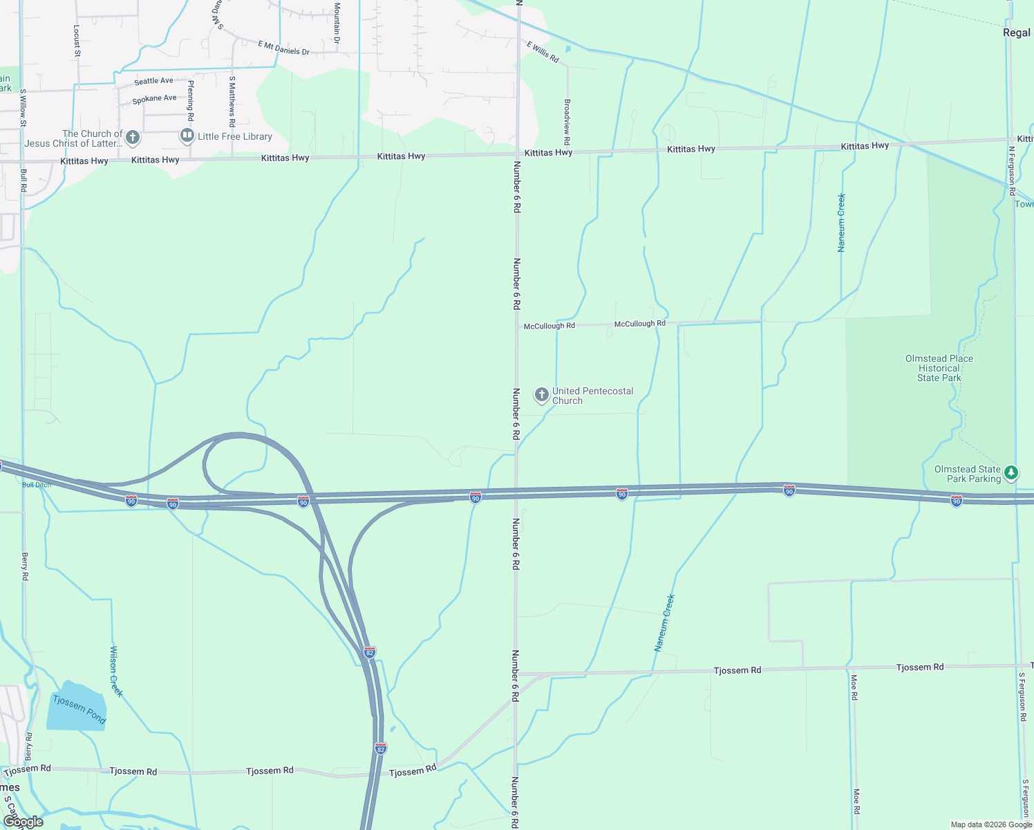 map of restaurants, bars, coffee shops, grocery stores, and more near 2812 Number 6 Road in Ellensburg