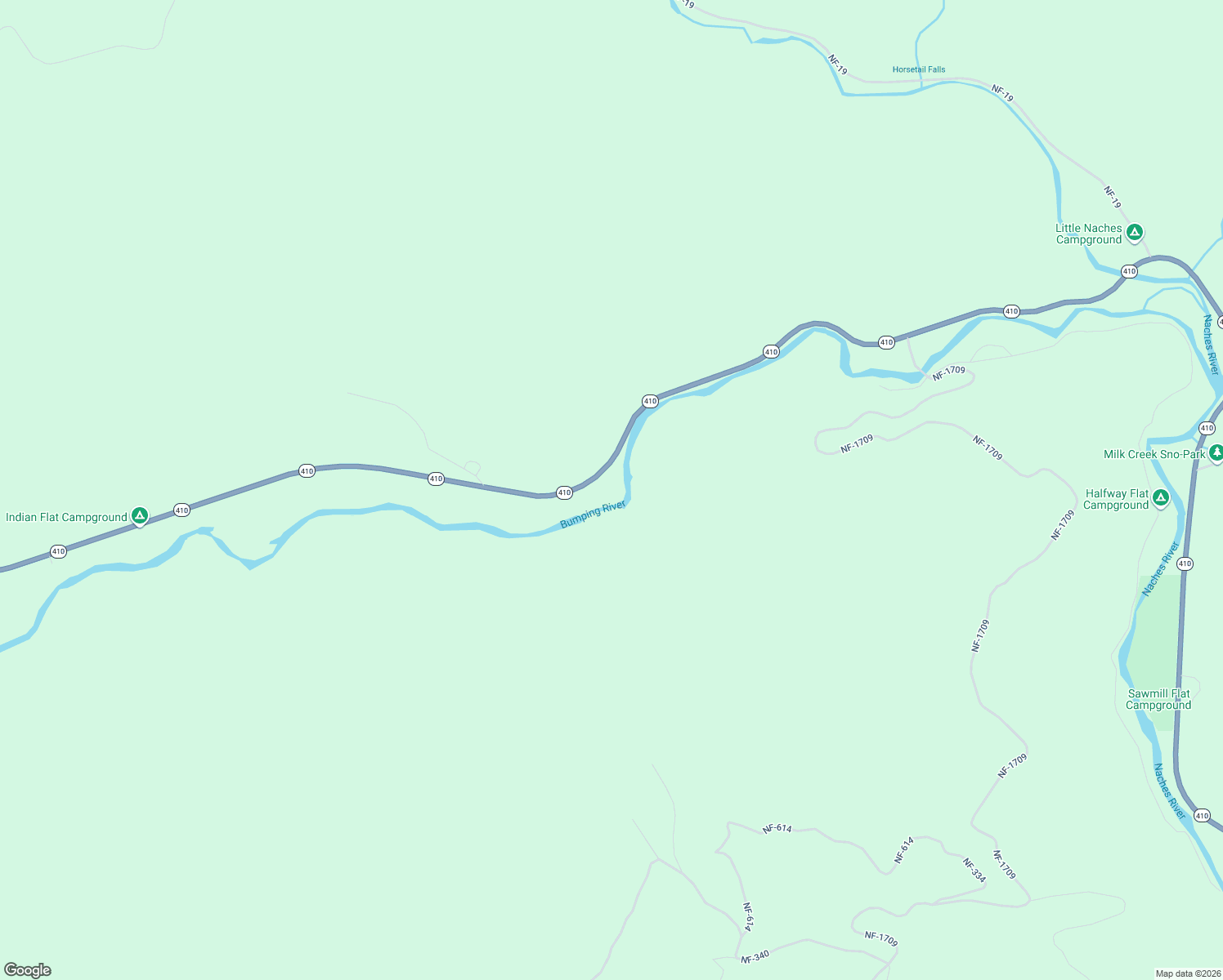 map of restaurants, bars, coffee shops, grocery stores, and more near 29998 State Highway 410 in Naches