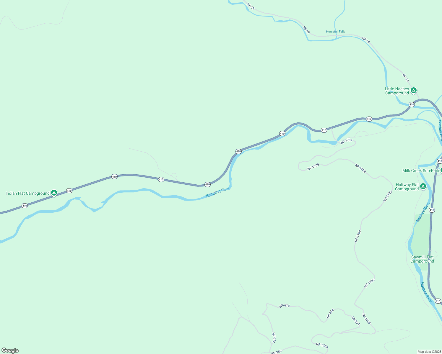 map of restaurants, bars, coffee shops, grocery stores, and more near 29998 Washington 410 in Naches