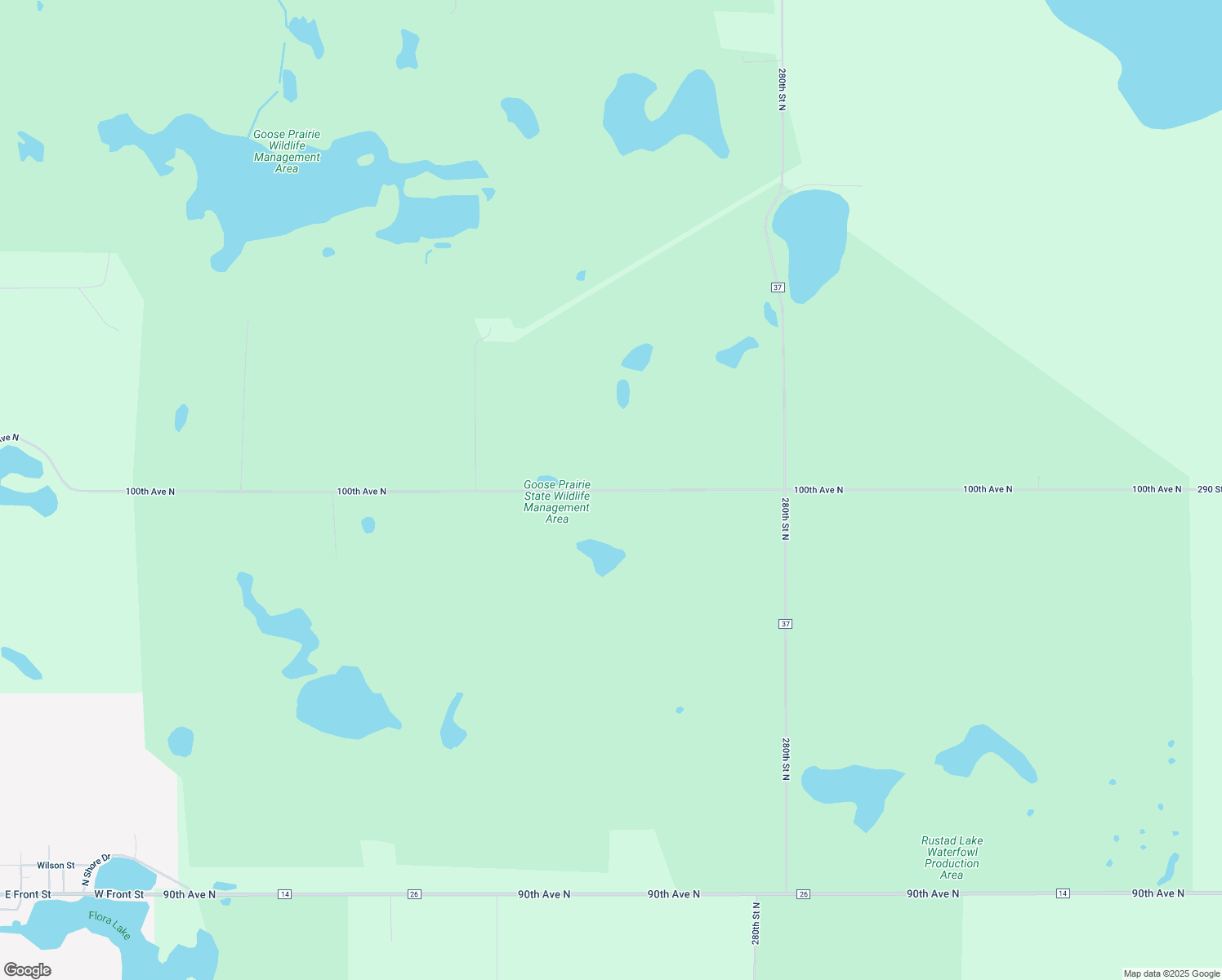 map of restaurants, bars, coffee shops, grocery stores, and more near 27578 100th Avenue North in Hitterdal