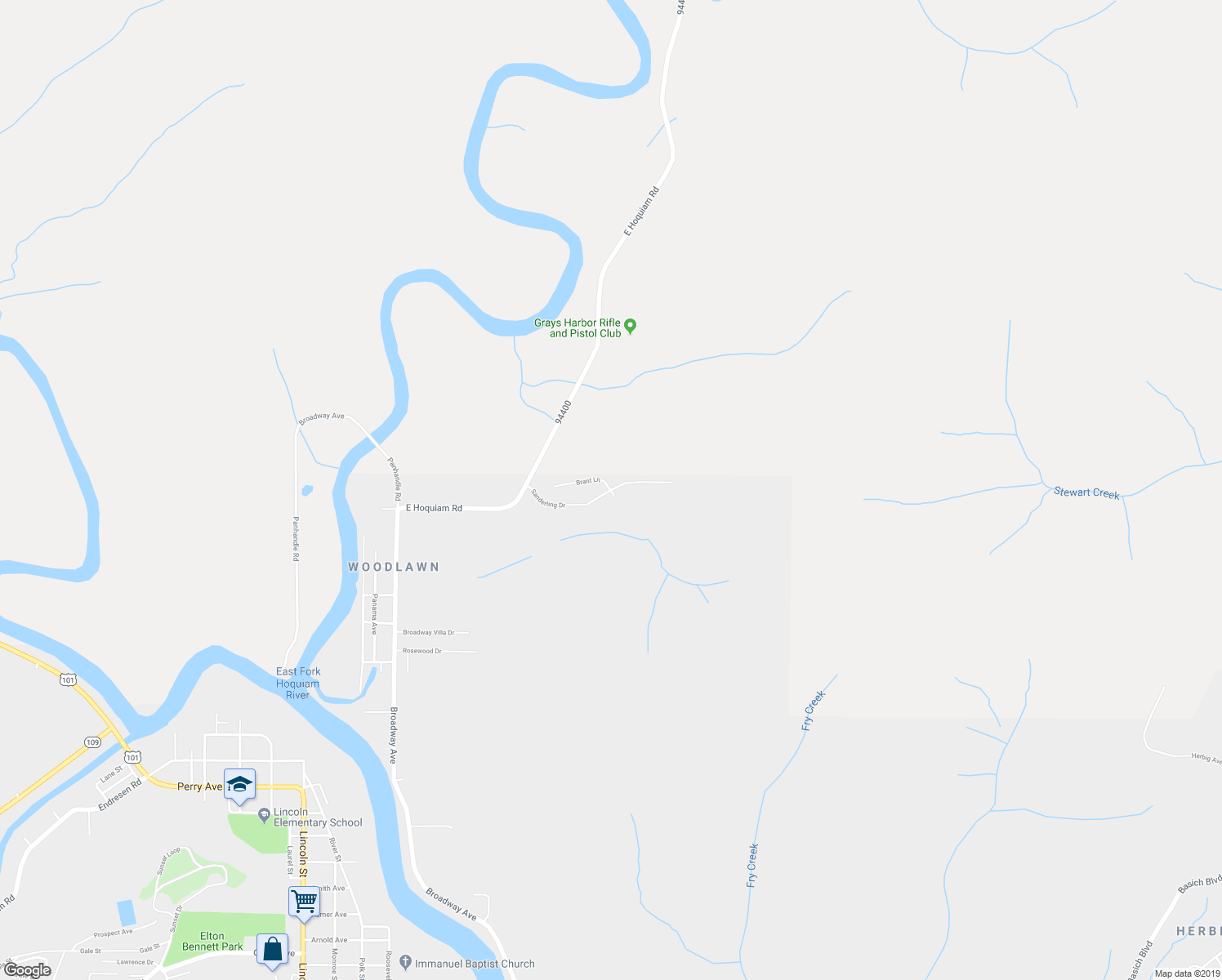 map of restaurants, bars, coffee shops, grocery stores, and more near 301 Brant Lane in Hoquiam