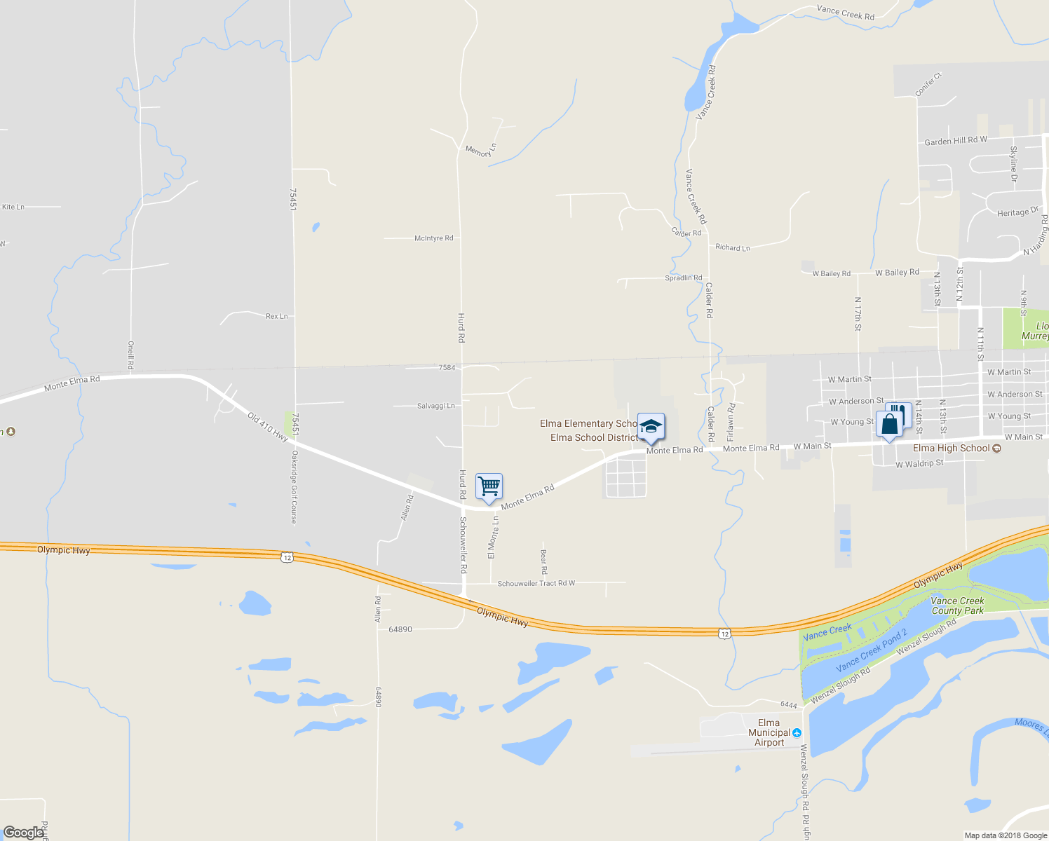 map of restaurants, bars, coffee shops, grocery stores, and more near 36 Landburg Lane in Elma