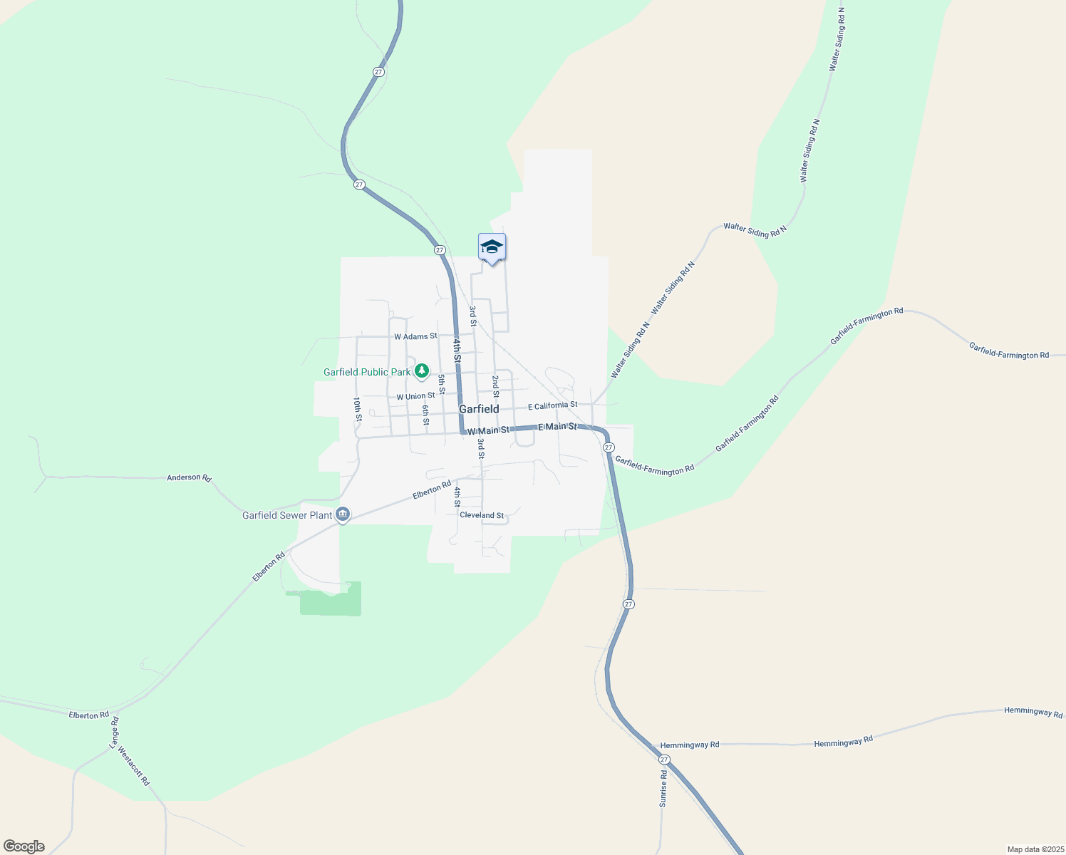 map of restaurants, bars, coffee shops, grocery stores, and more near A St in Garfield