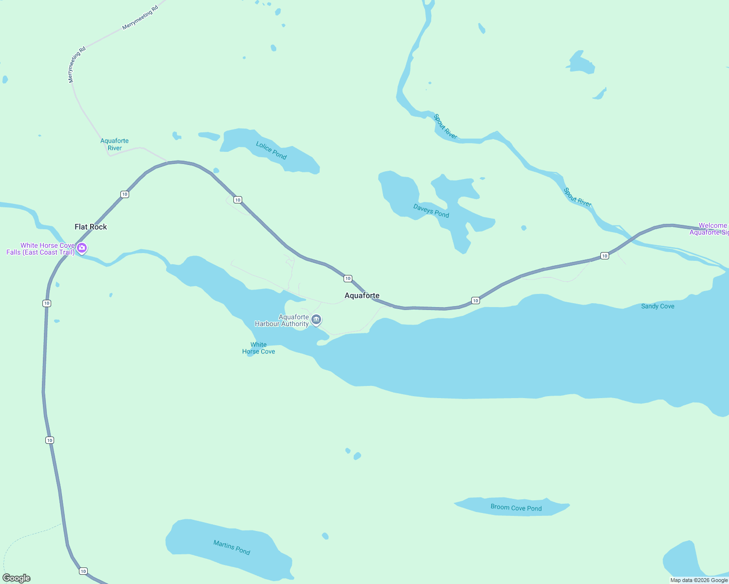 map of restaurants, bars, coffee shops, grocery stores, and more near Newfoundland and Labrador 10 in Aquaforte