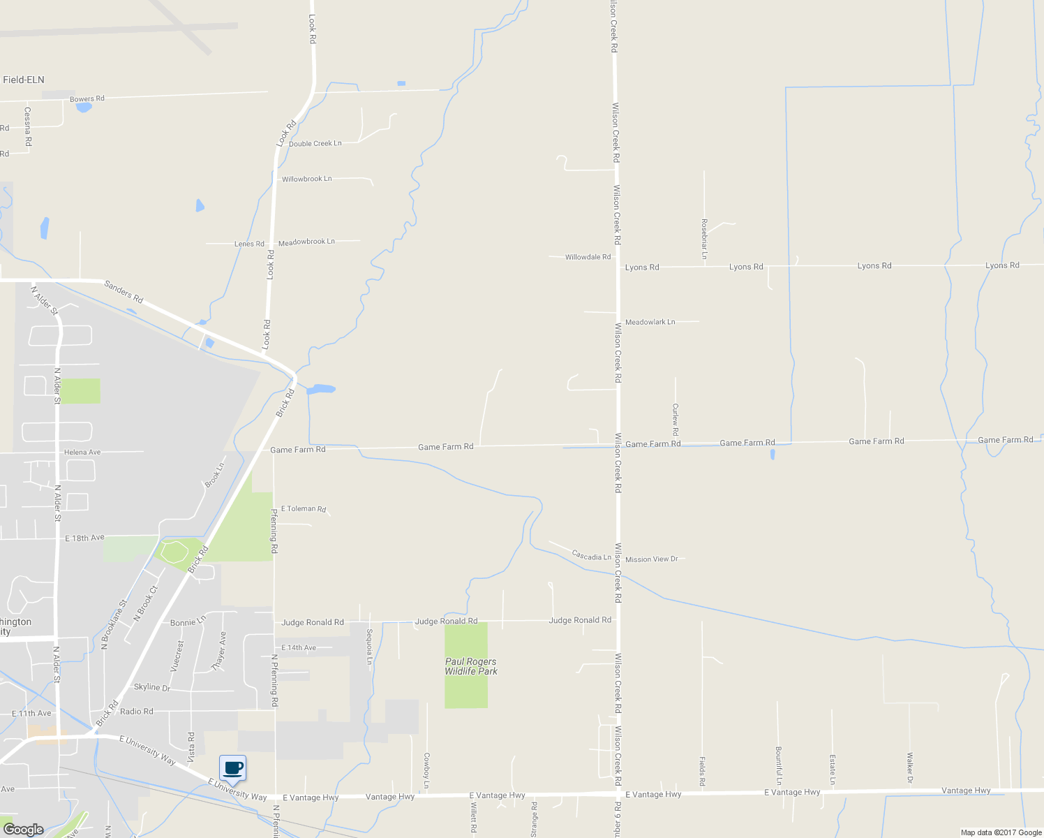 map of restaurants, bars, coffee shops, grocery stores, and more near 1231 Game Farm Road in Ellensburg