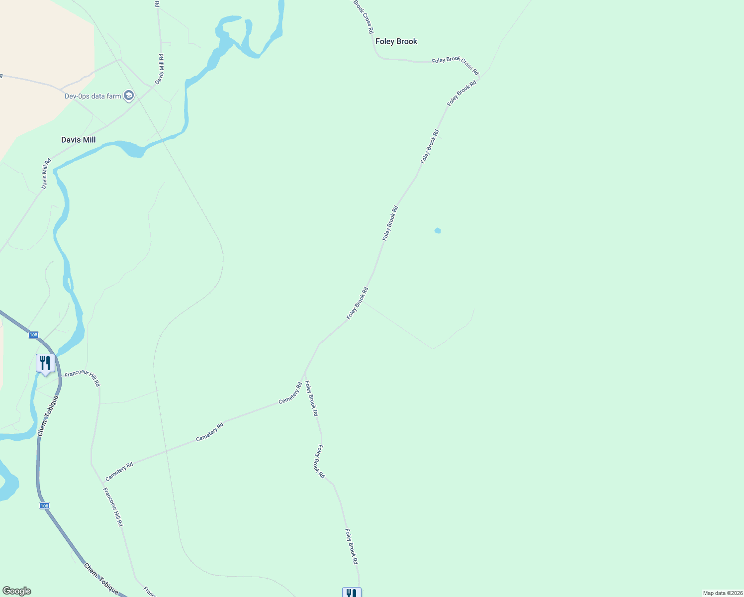 map of restaurants, bars, coffee shops, grocery stores, and more near 304 Foley Brook Road in New Denmark
