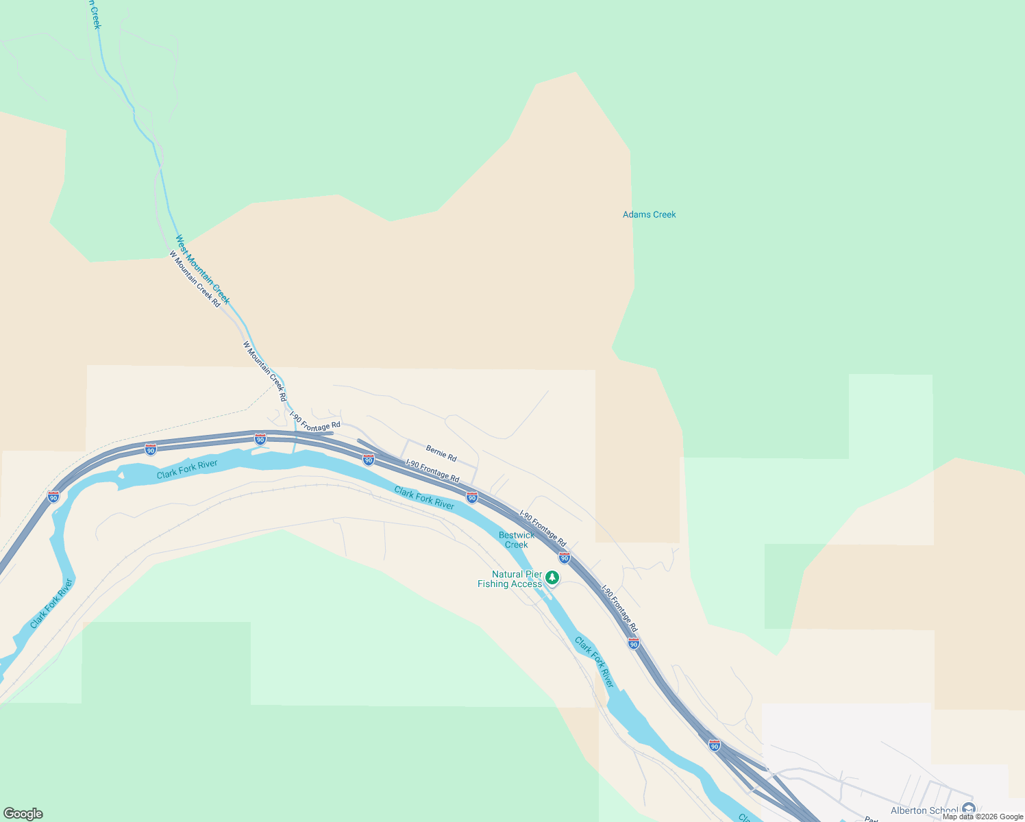 map of restaurants, bars, coffee shops, grocery stores, and more near 50 Bernie Road in Alberton