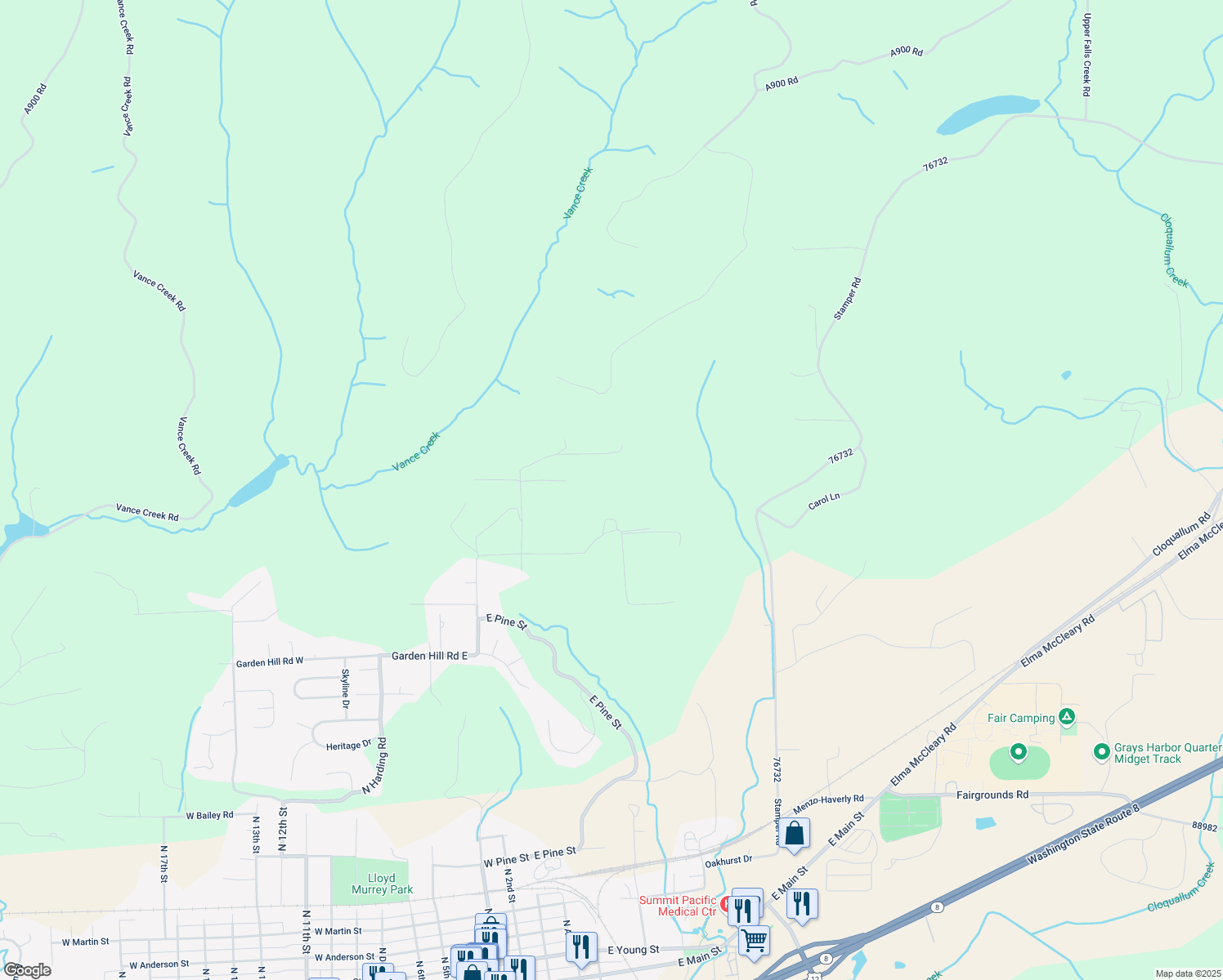 map of restaurants, bars, coffee shops, grocery stores, and more near 93 Strawberry Hill Road in Elma