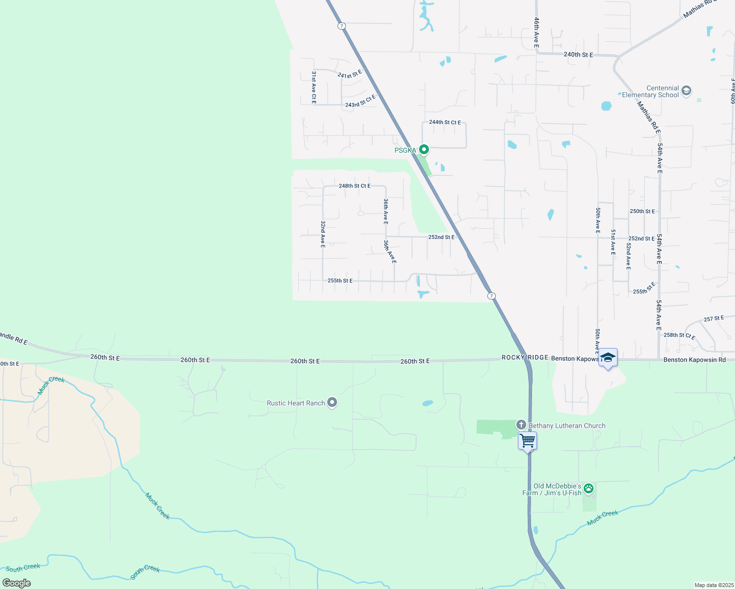 map of restaurants, bars, coffee shops, grocery stores, and more near 25514 35th Avenue East in Spanaway