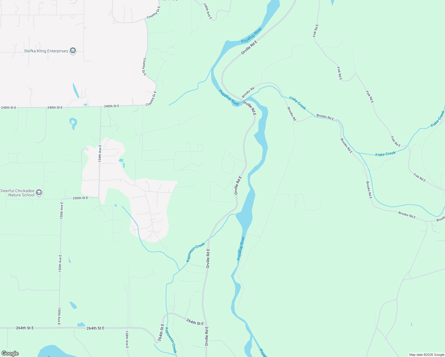 map of restaurants, bars, coffee shops, grocery stores, and more near 16809 249th Street East in Orting