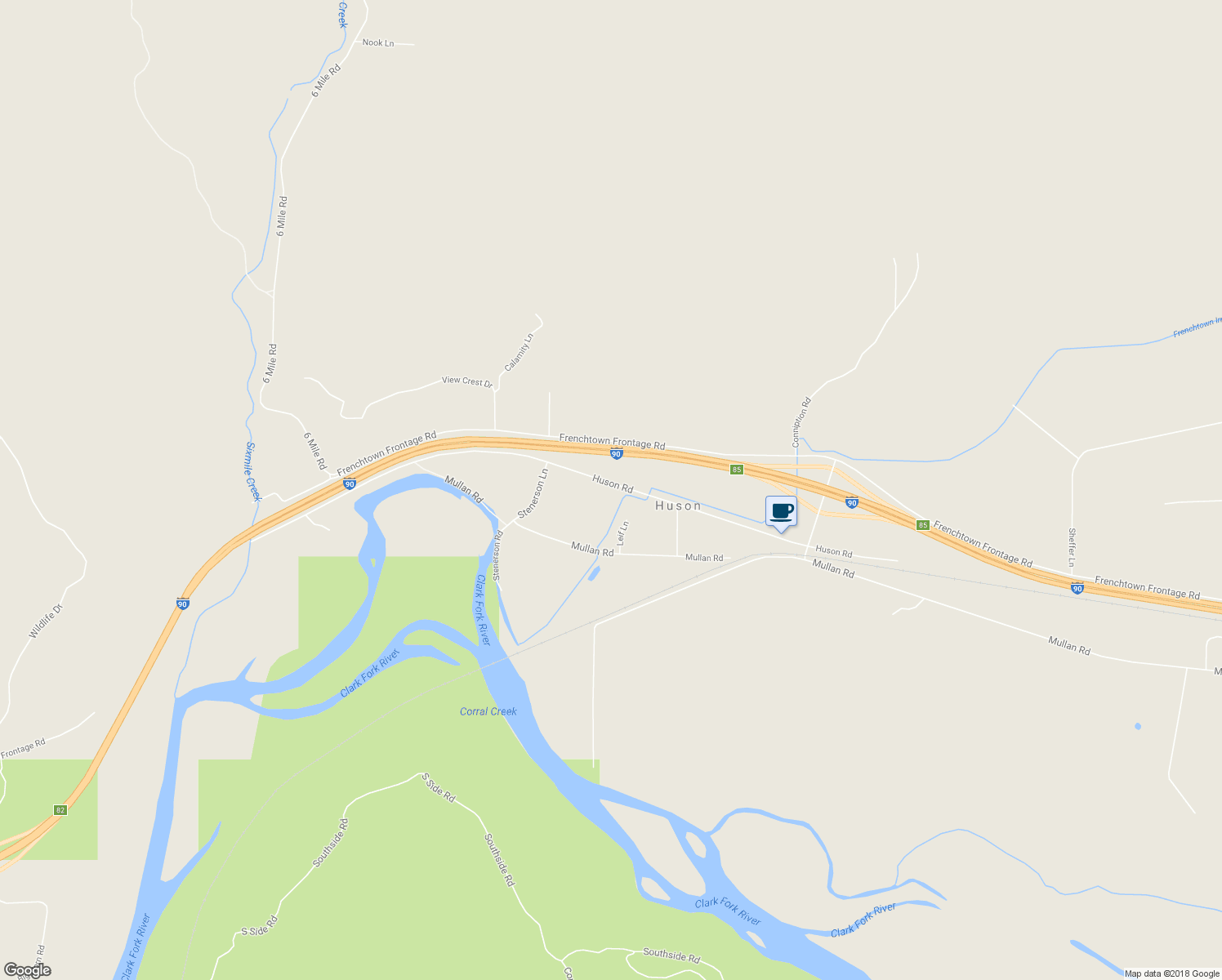 map of restaurants, bars, coffee shops, grocery stores, and more near 23975 Huson Road in Huson