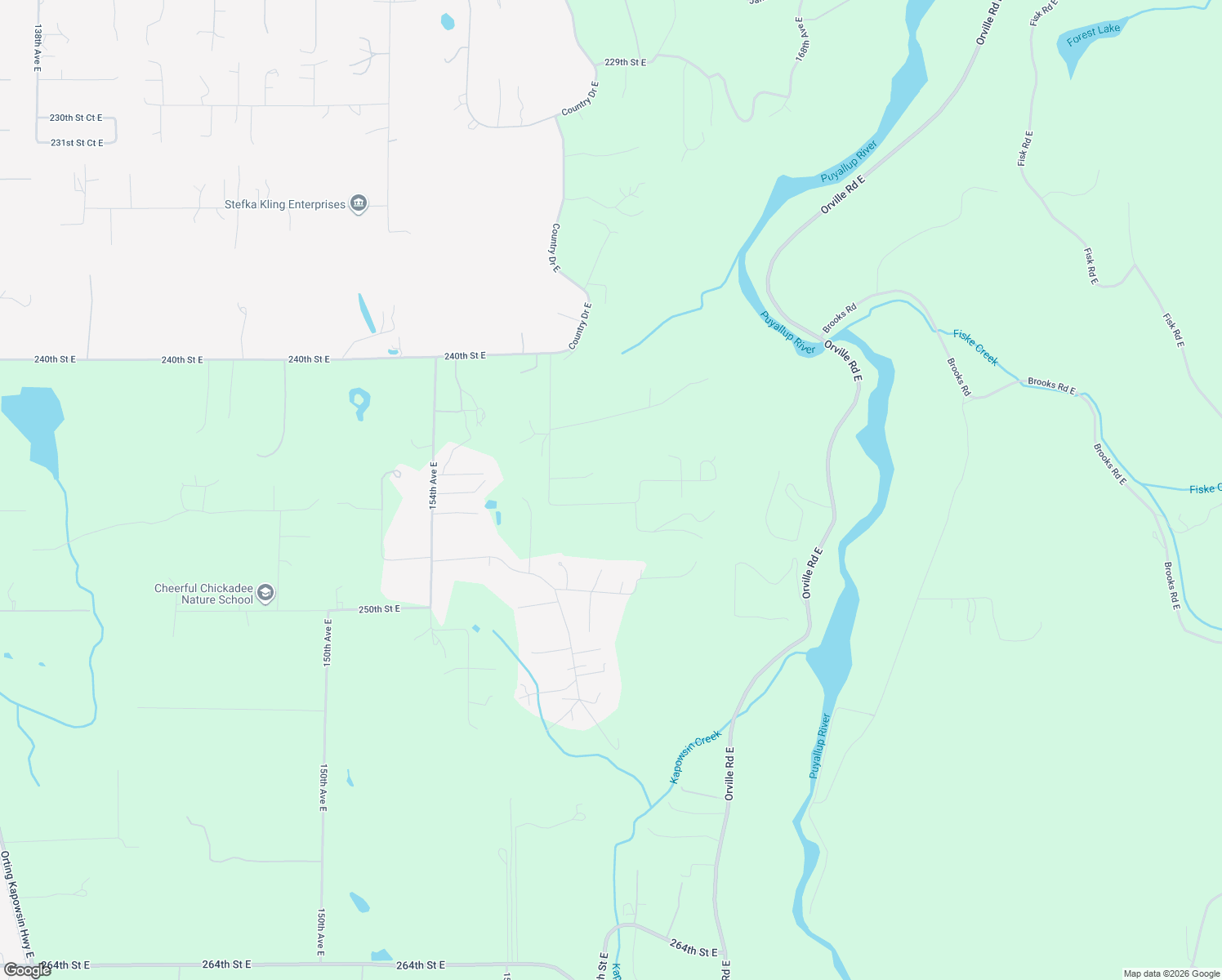 map of restaurants, bars, coffee shops, grocery stores, and more near 16014 245th Street East in Graham