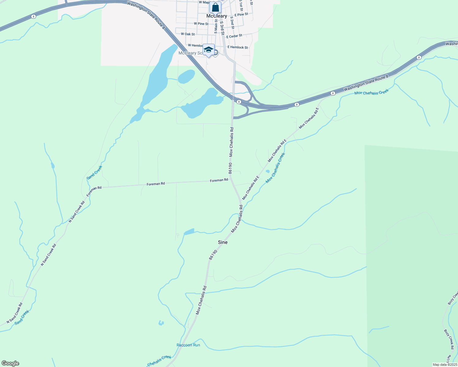 map of restaurants, bars, coffee shops, grocery stores, and more near 1315 Mox Chehalis Road in McCleary