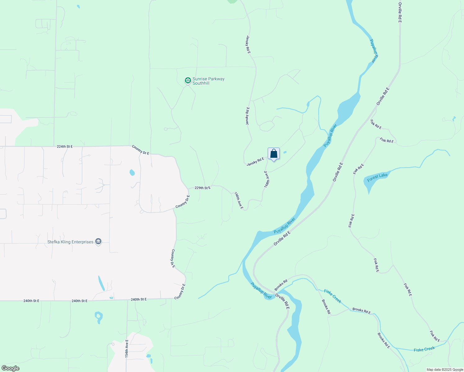 map of restaurants, bars, coffee shops, grocery stores, and more near 16407 229th Street East in Graham