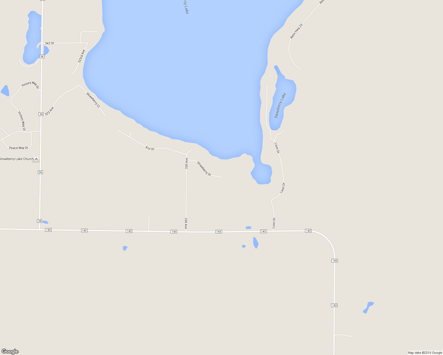 map of restaurants, bars, coffee shops, grocery stores, and more near 33423 Strawberry Drive in Ogema