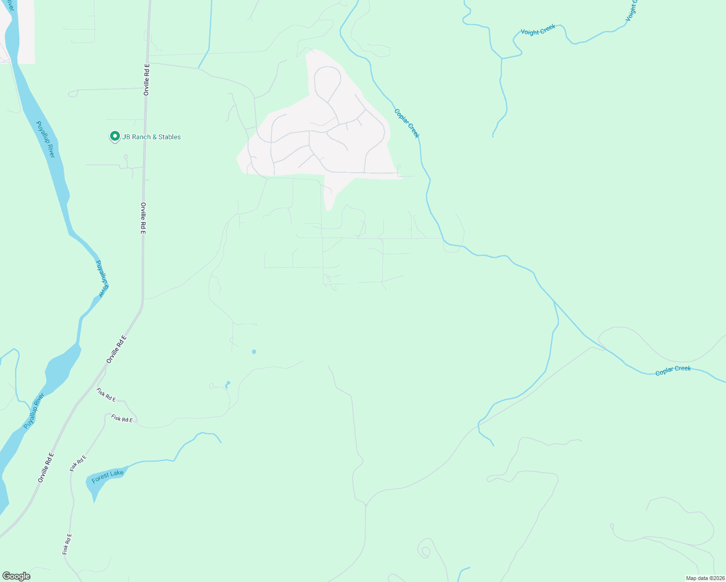 map of restaurants, bars, coffee shops, grocery stores, and more near 19618 215th Street East in Orting