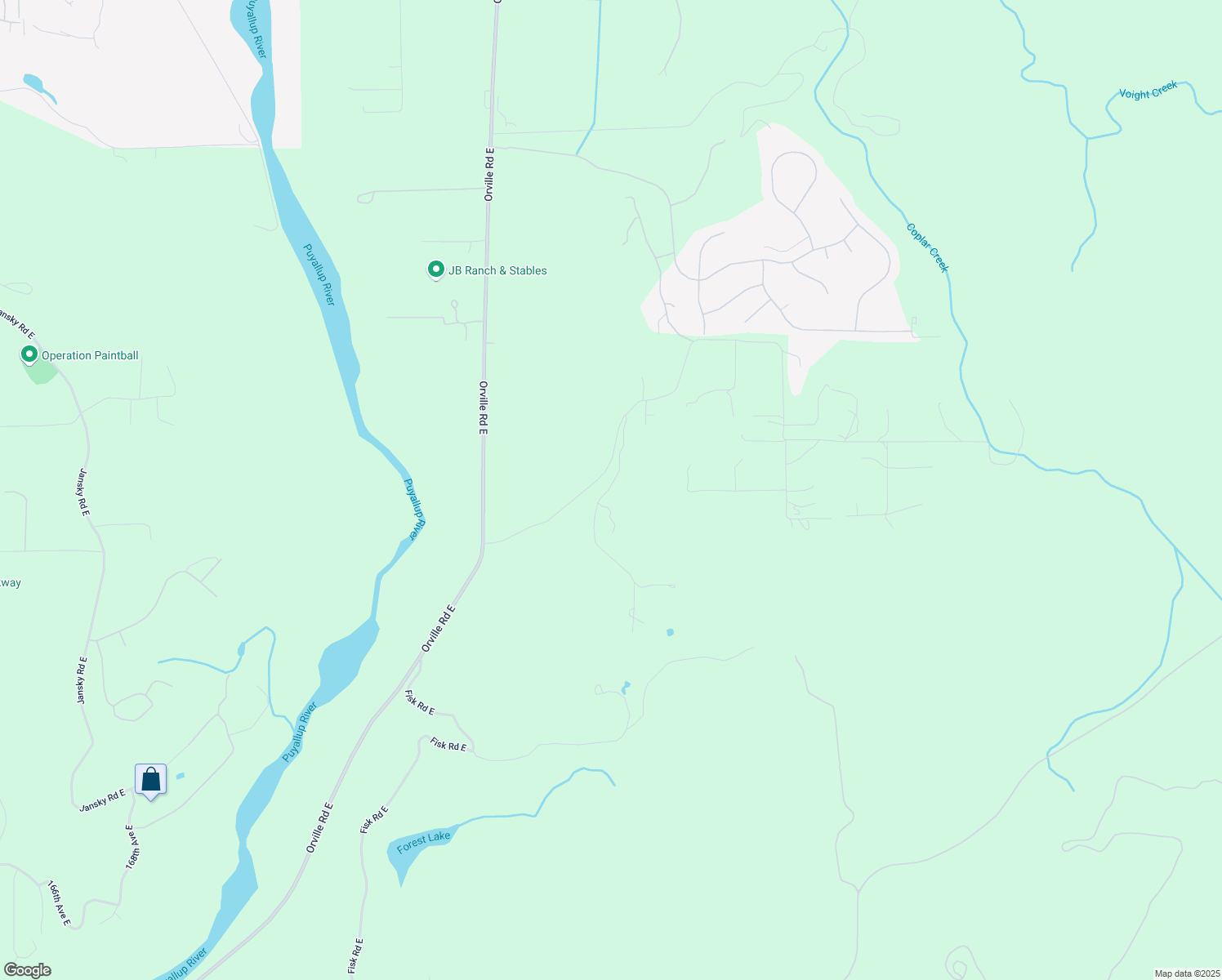 map of restaurants, bars, coffee shops, grocery stores, and more near 21309 186th Avenue East in Orting