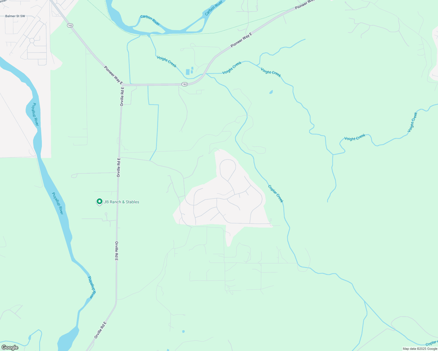 map of restaurants, bars, coffee shops, grocery stores, and more near 20122 194th Avenue East in Orting