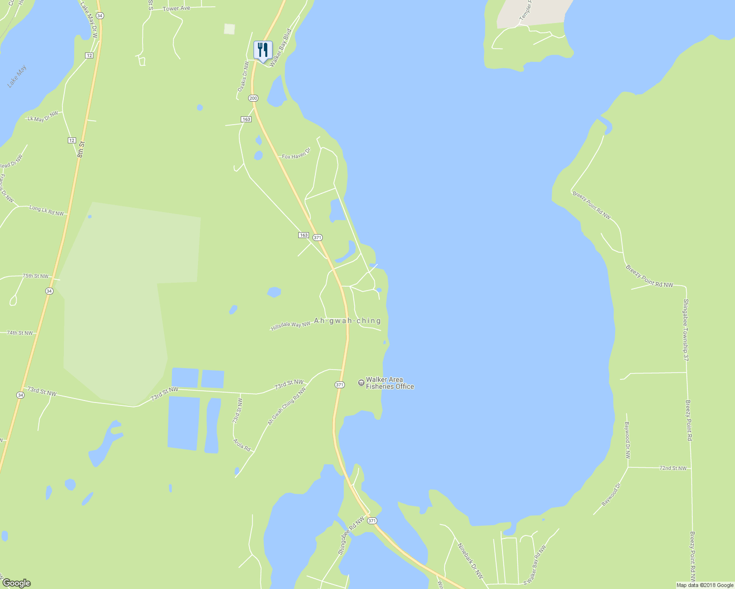 map of restaurants, bars, coffee shops, grocery stores, and more near 5301 Ladyslipper Lane Northwest in Walker