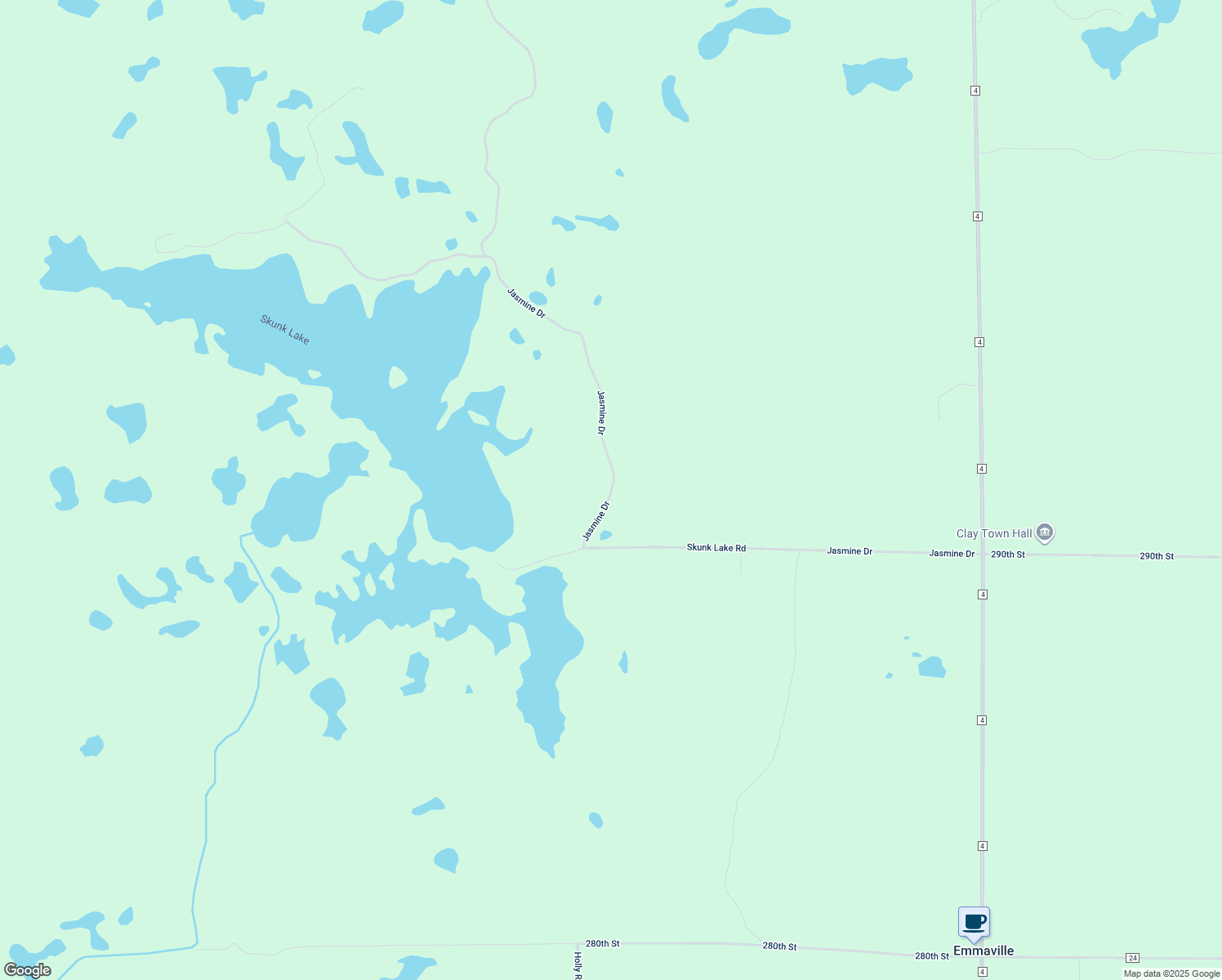 map of restaurants, bars, coffee shops, grocery stores, and more near 17373 Jasmine Drive in Park Rapids