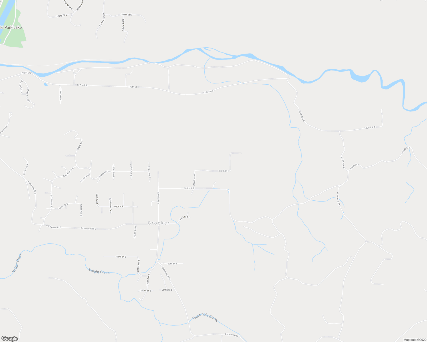 map of restaurants, bars, coffee shops, grocery stores, and more near 186th Street East in Orting