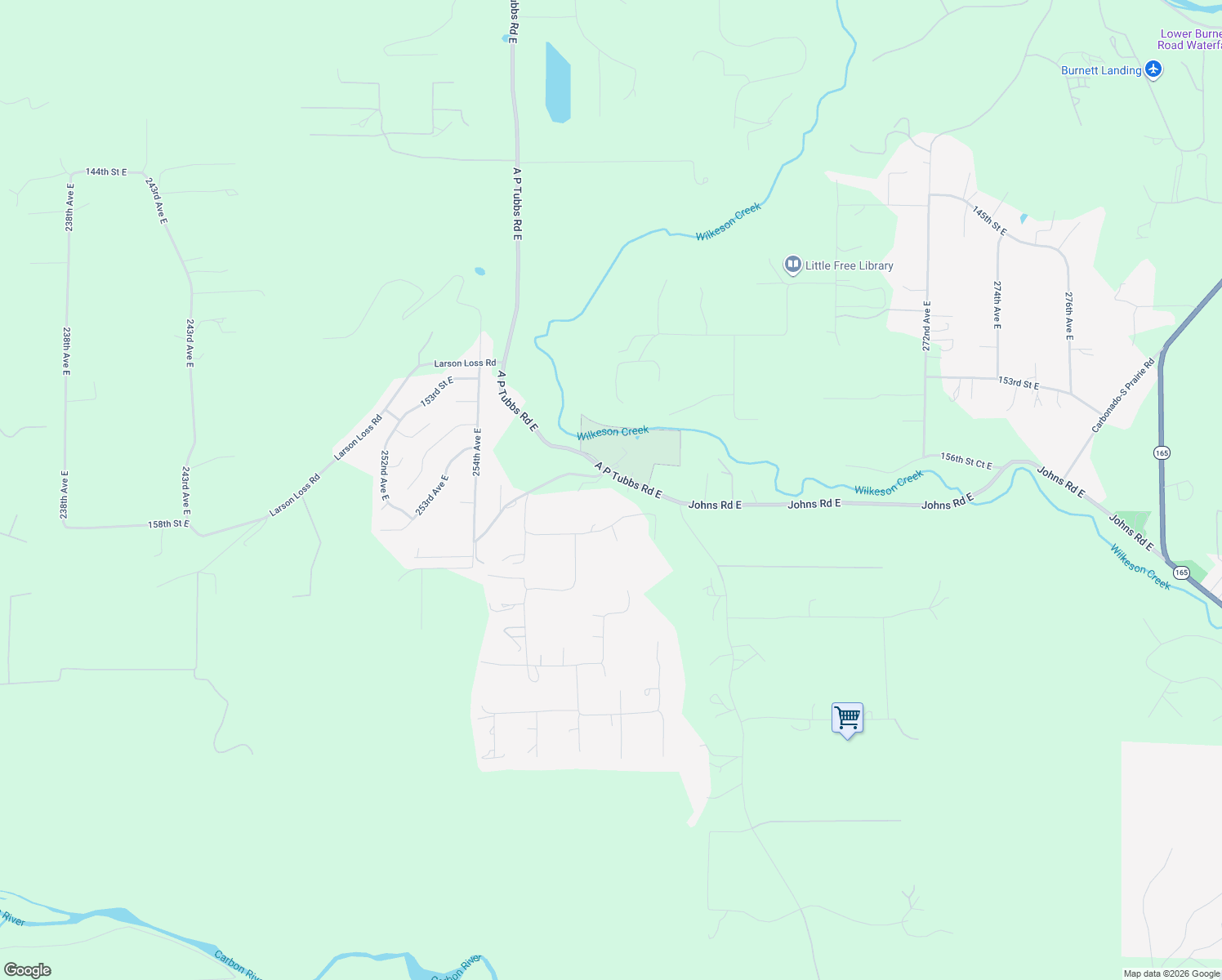 map of restaurants, bars, coffee shops, grocery stores, and more near 15716 A P Tubbs Road in Buckley
