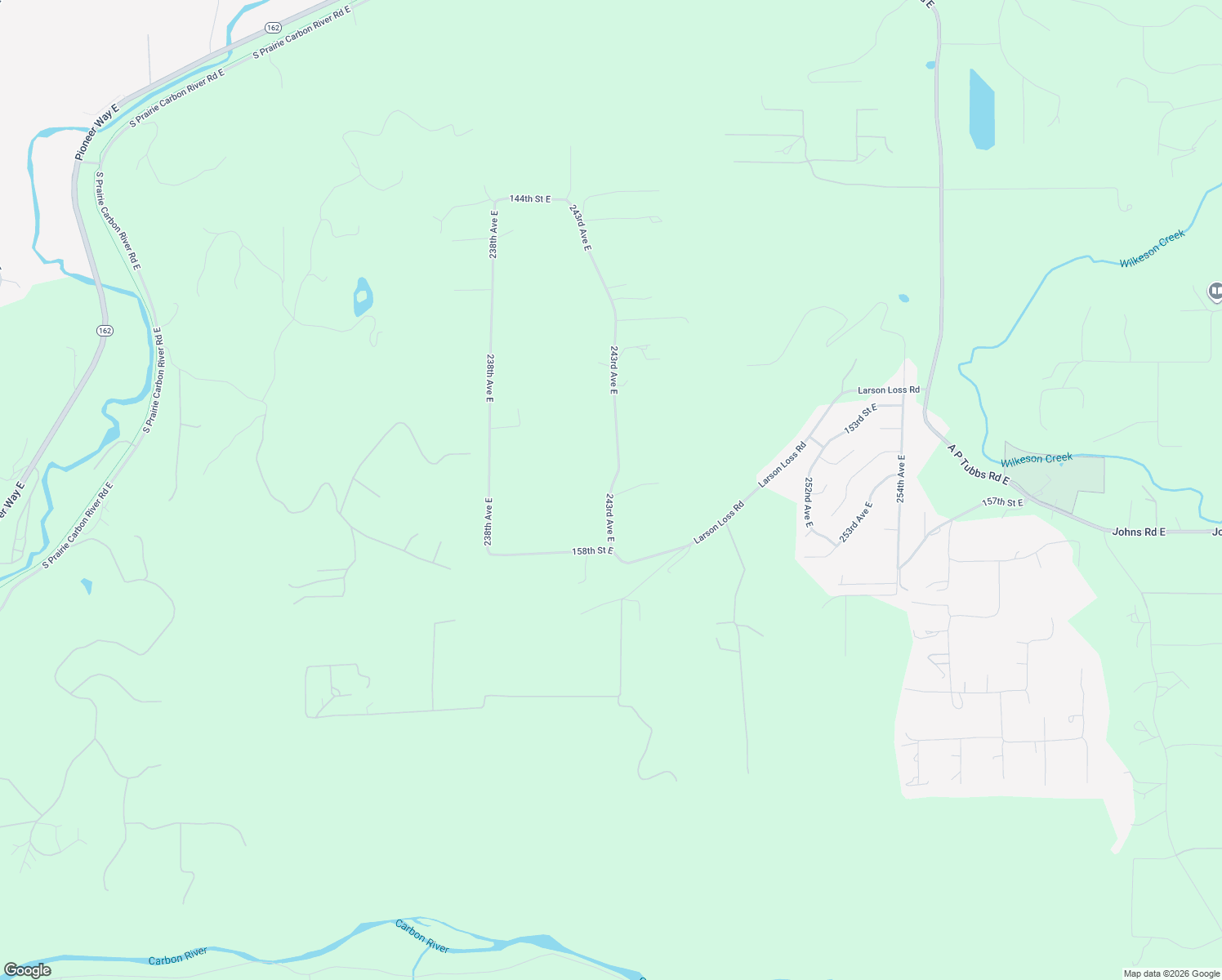 map of restaurants, bars, coffee shops, grocery stores, and more near 15506 243rd Avenue East in Buckley