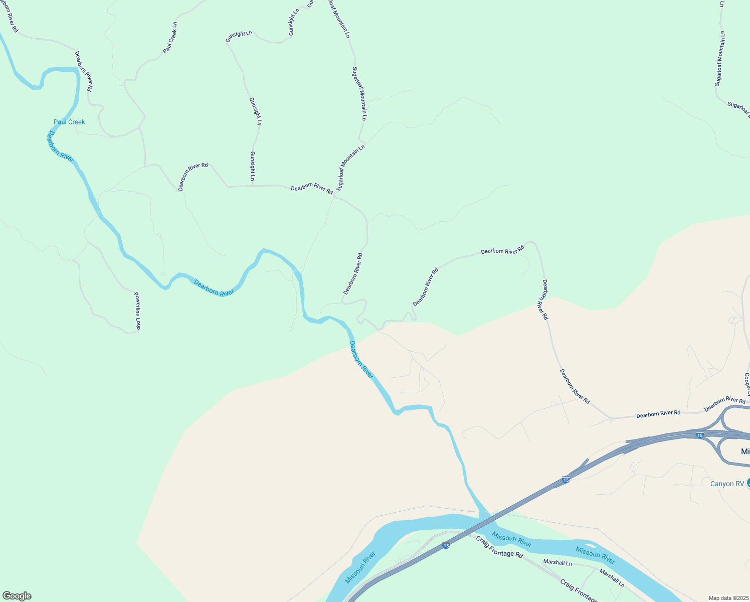 map of restaurants, bars, coffee shops, grocery stores, and more near 249 Dearborn River Road in Cascade
