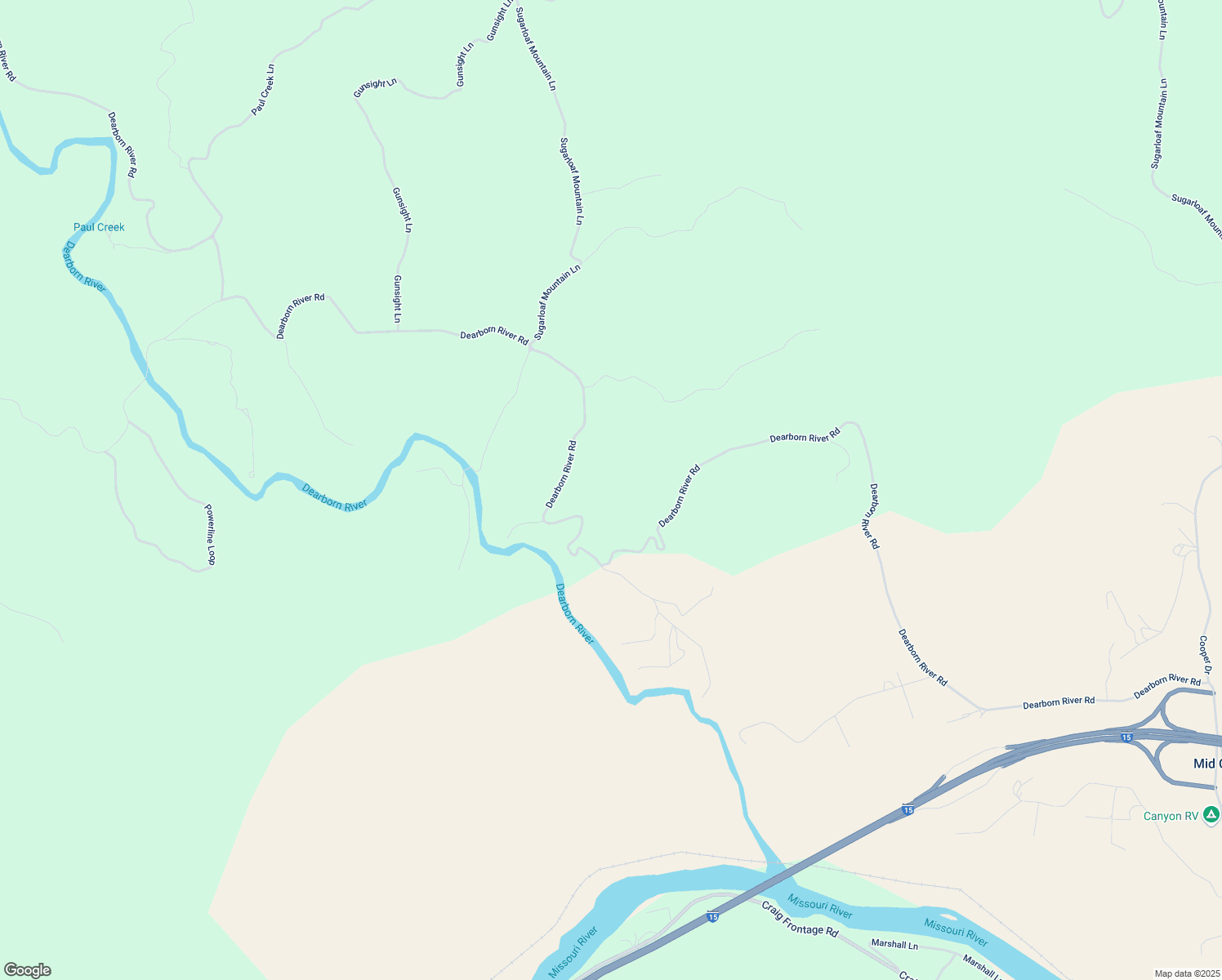 map of restaurants, bars, coffee shops, grocery stores, and more near 249 Dearborn River Road in Cascade