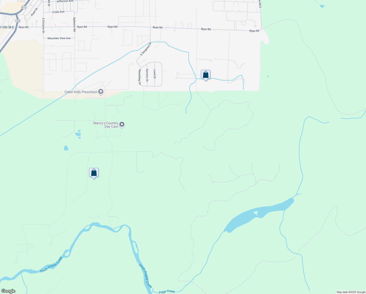 map of restaurants, bars, coffee shops, grocery stores, and more near 12610 318th Avenue East in Buckley