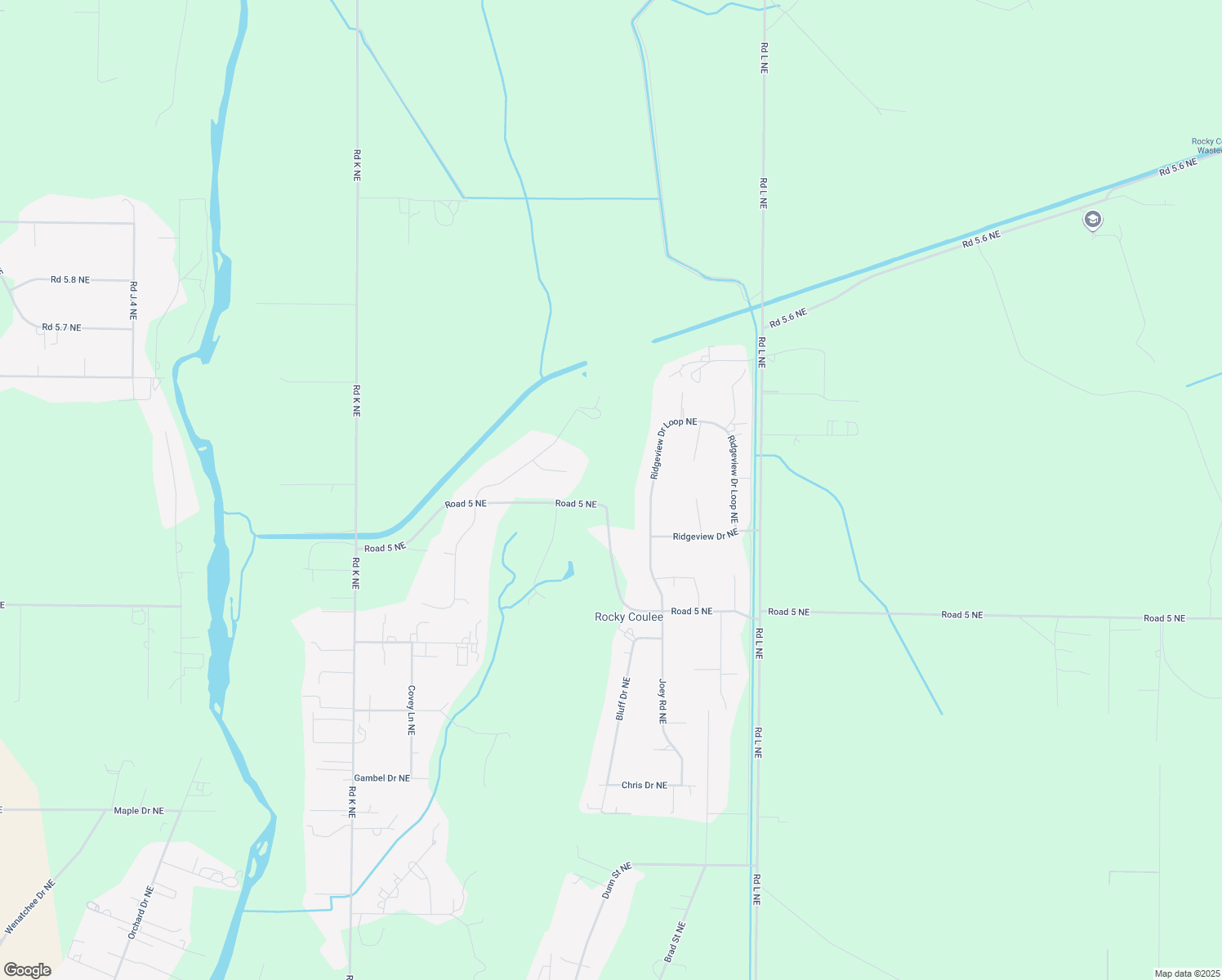 map of restaurants, bars, coffee shops, grocery stores, and more near 11476 Road 5 Northeast in Moses Lake
