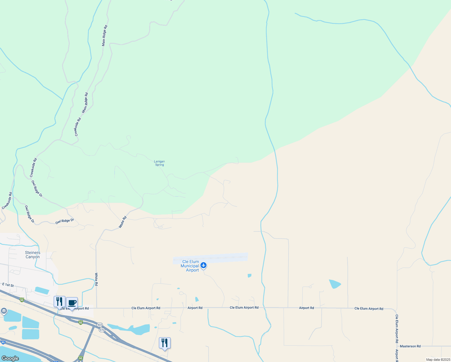 map of restaurants, bars, coffee shops, grocery stores, and more near 250 Adobe Road in Cle Elum