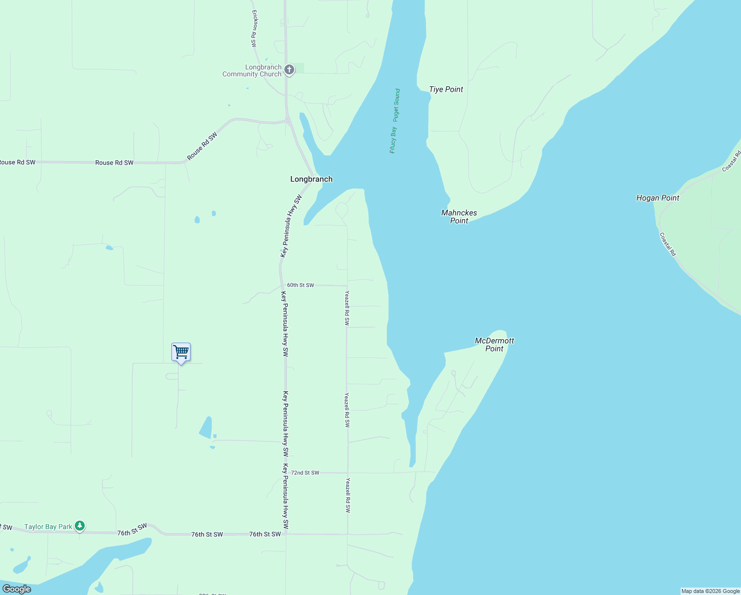 map of restaurants, bars, coffee shops, grocery stores, and more near 6011 Yeazell Road Kp South in Longbranch