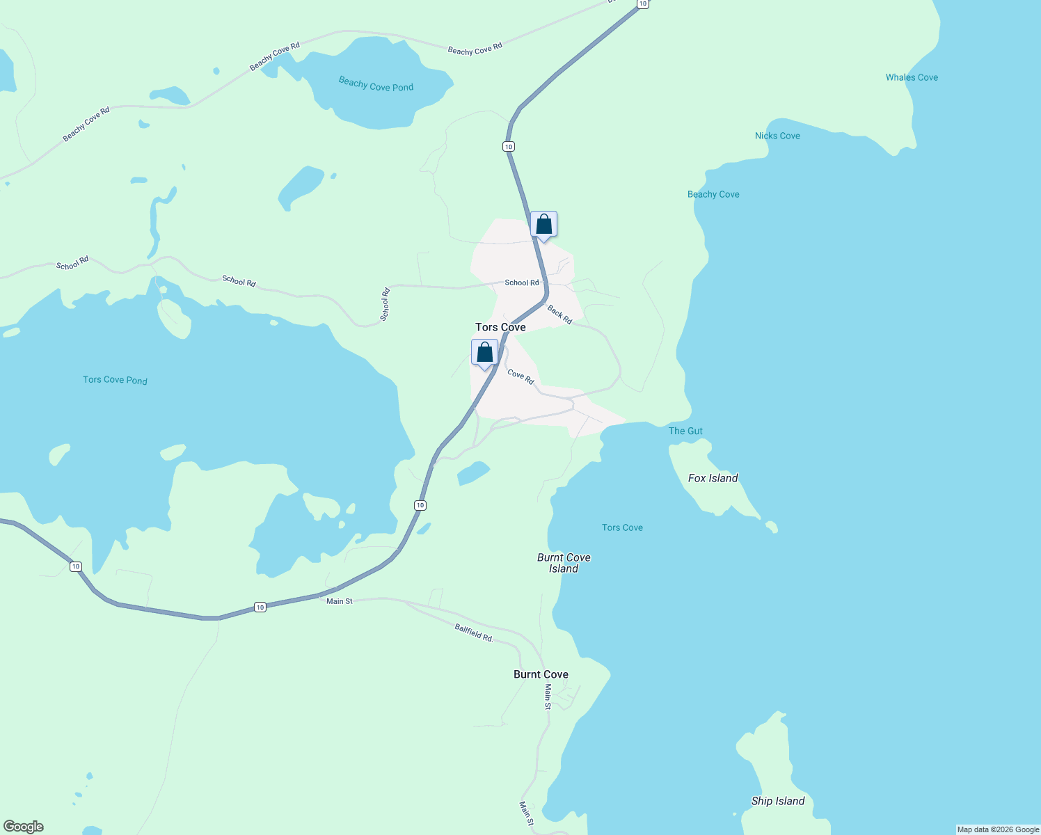 map of restaurants, bars, coffee shops, grocery stores, and more near 9 Long Run Road in Tors Cove