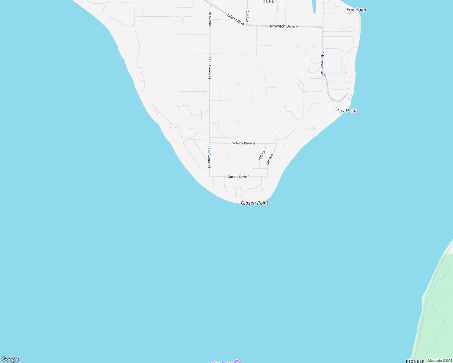 map of restaurants, bars, coffee shops, grocery stores, and more near 1130 Queets Drive in Fox Island