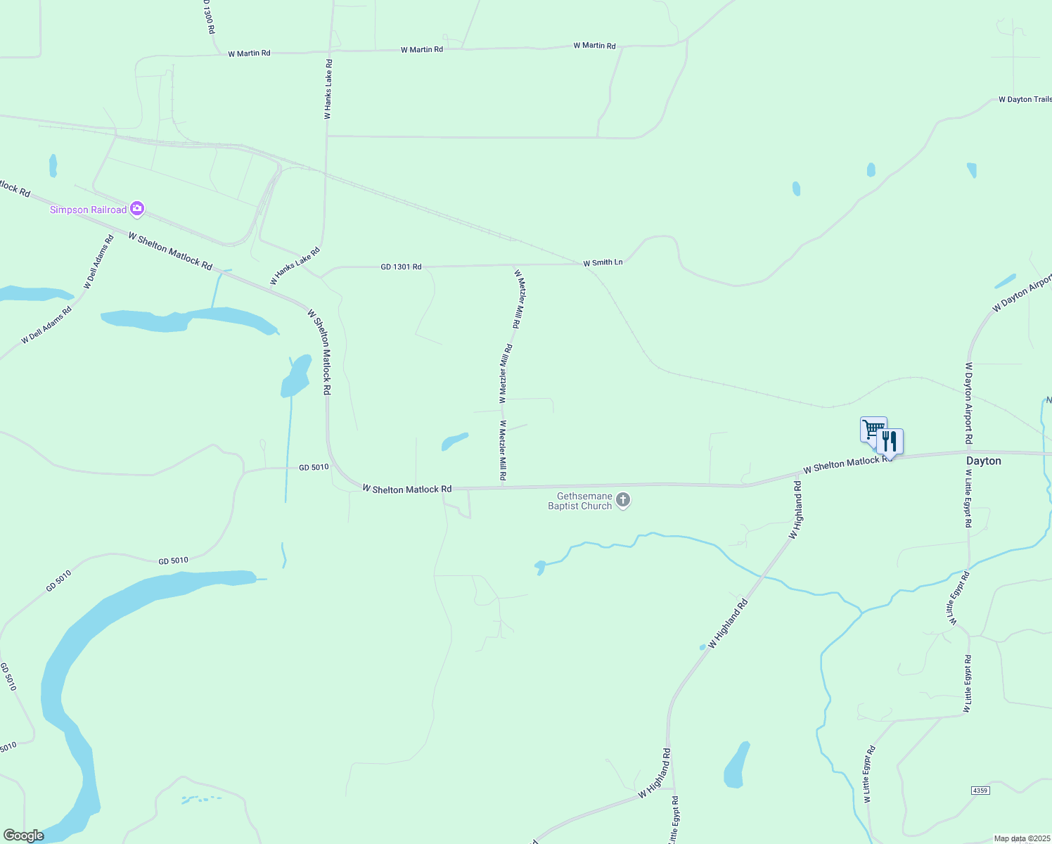 map of restaurants, bars, coffee shops, grocery stores, and more near 170 West Metzler Mill Road in Shelton