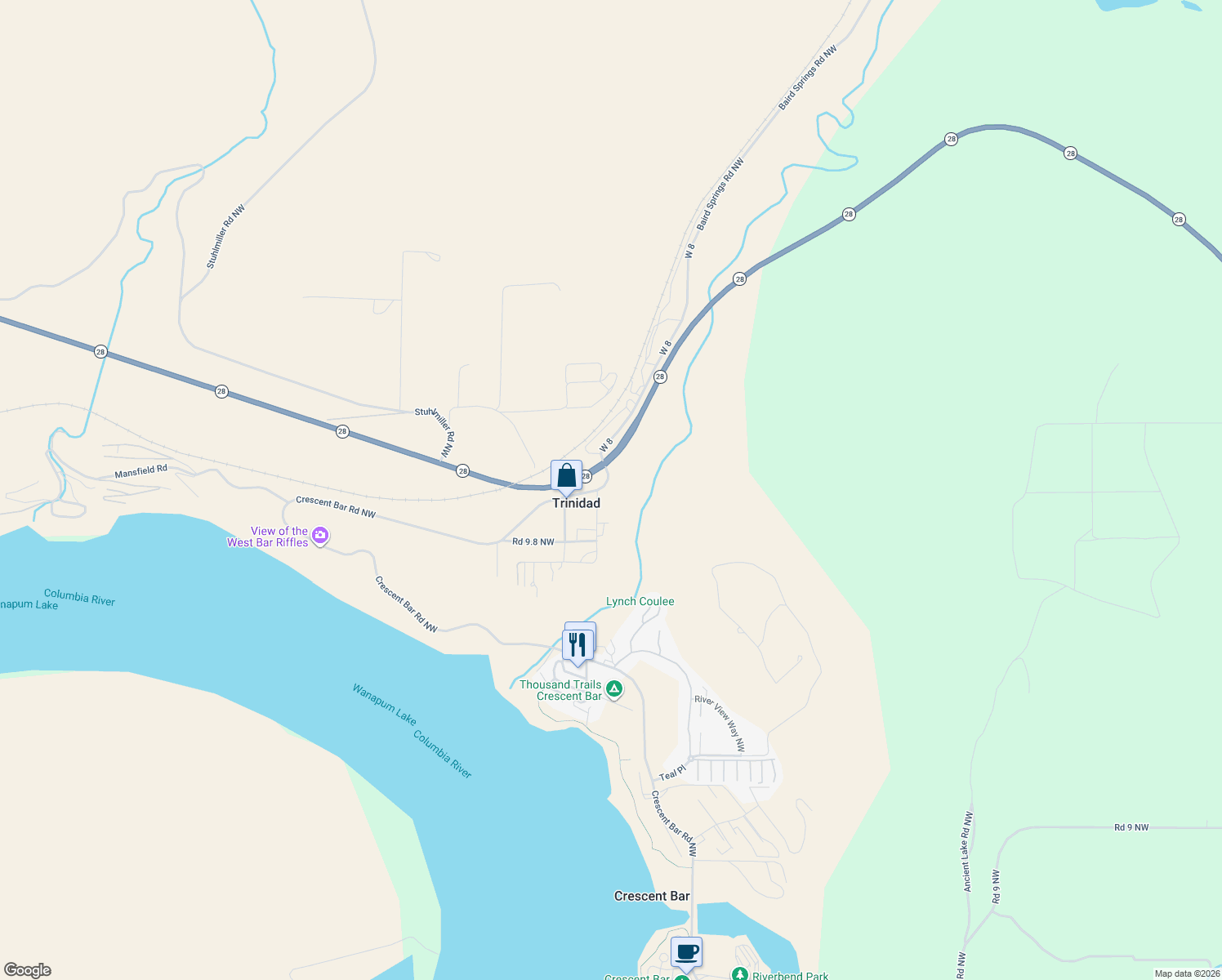 map of restaurants, bars, coffee shops, grocery stores, and more near 9967 Road W.8 Northwest in Quincy