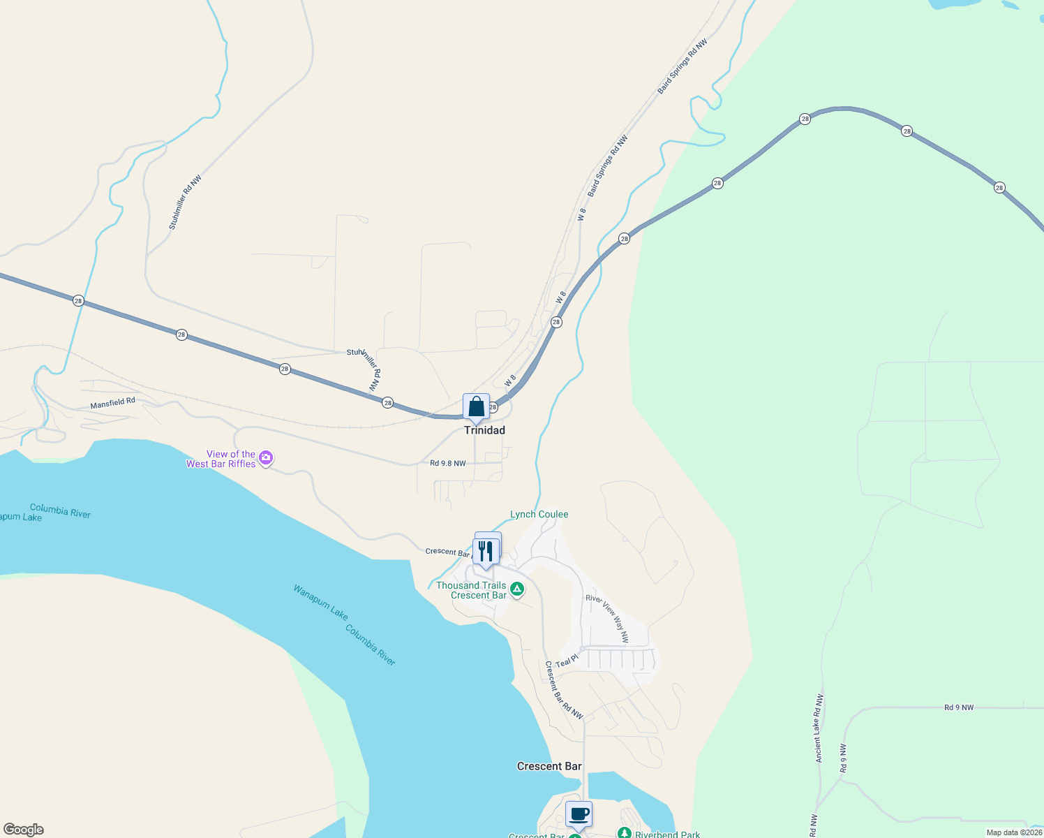 map of restaurants, bars, coffee shops, grocery stores, and more near 9967 Road W.8 Northwest in Quincy