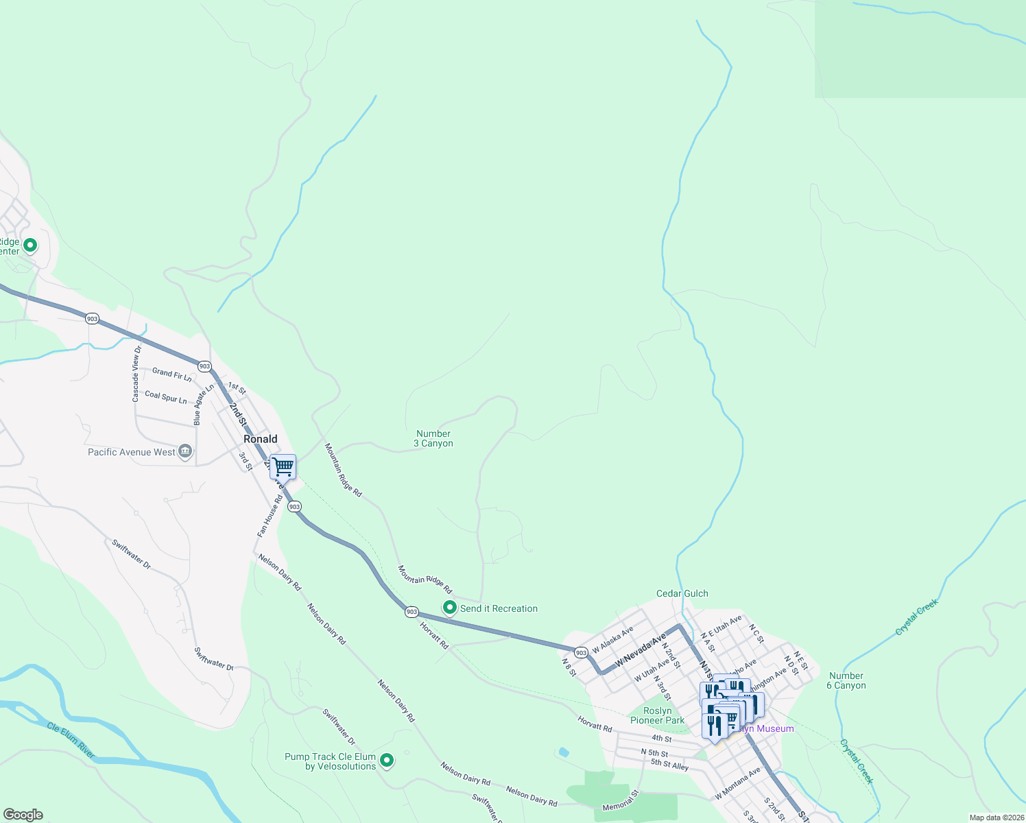 map of restaurants, bars, coffee shops, grocery stores, and more near Unnamed Road in Ronald