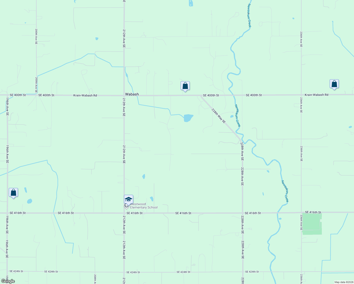 map of restaurants, bars, coffee shops, grocery stores, and more near 40604 218th Avenue Southeast in Enumclaw