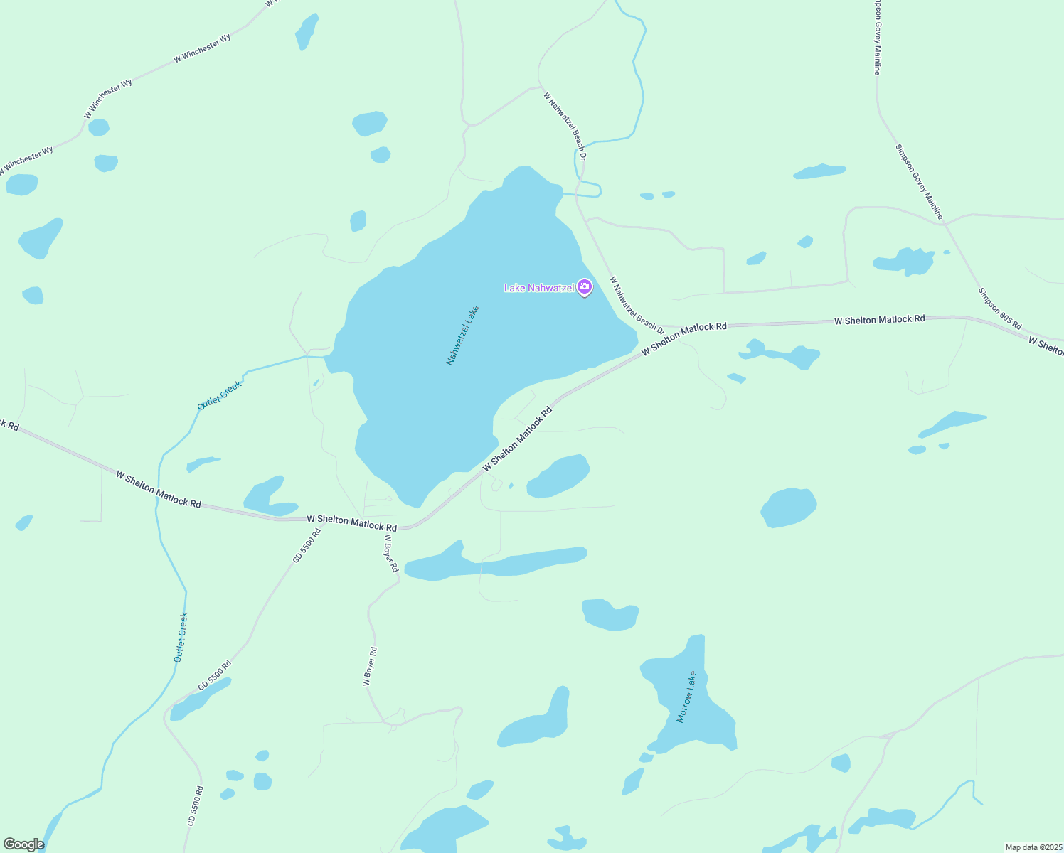 map of restaurants, bars, coffee shops, grocery stores, and more near 13461 W Shelton Matlock Rd in Shelton
